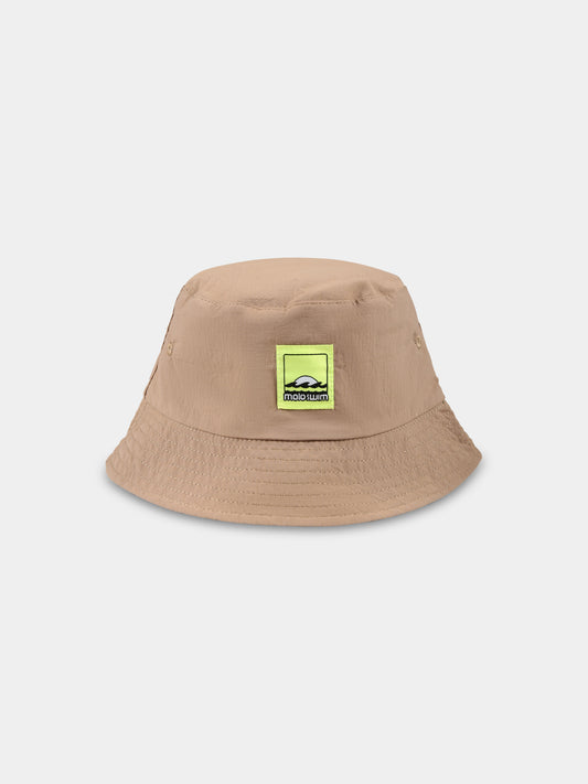 Brown cloche for boy with logo