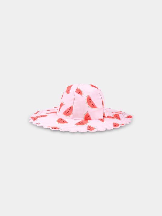 Pink cloch for girl with watermelon print