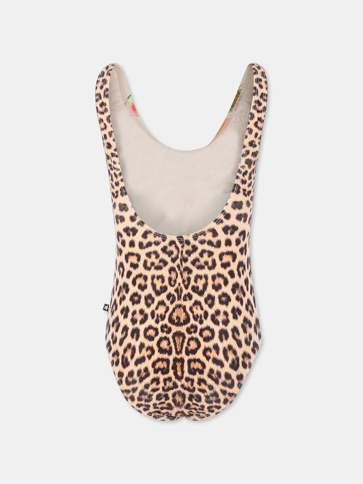 Multicolor swimsuit for girl with leopard