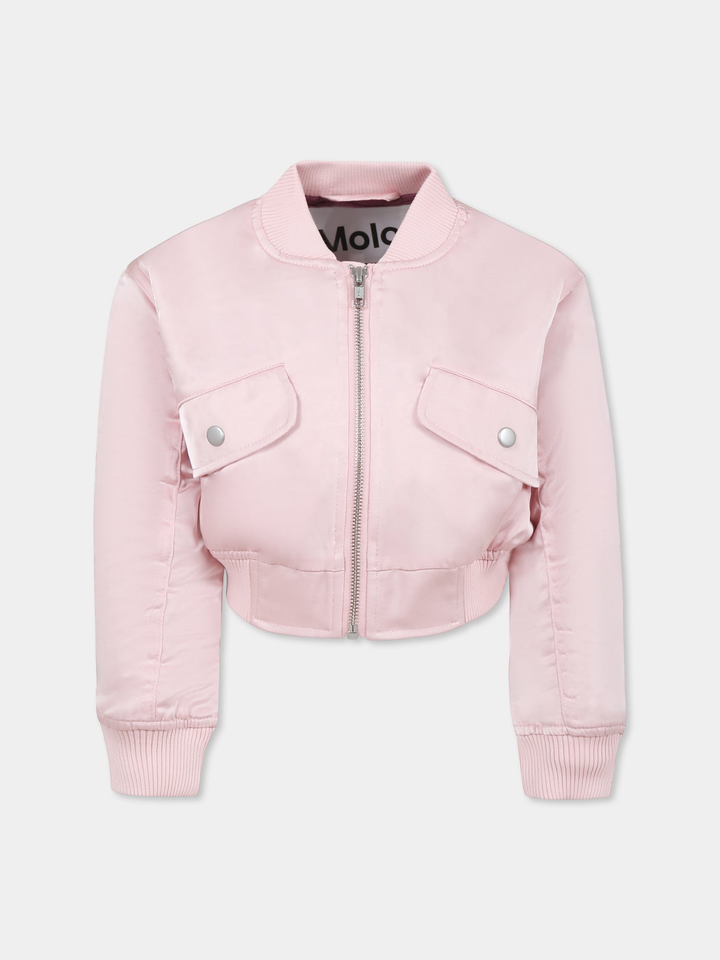 Pink cropped bomber jacket rose for girl