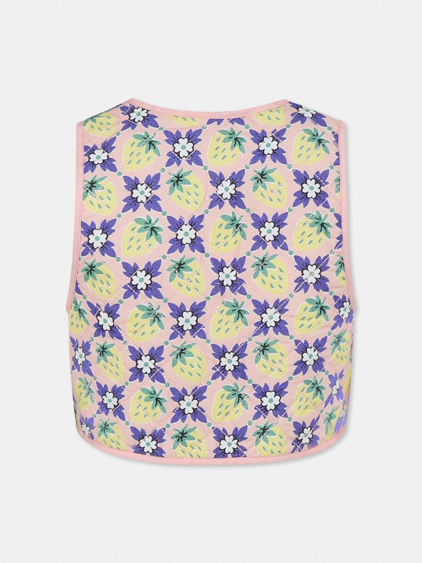Multicolor vest for girl with strawberries