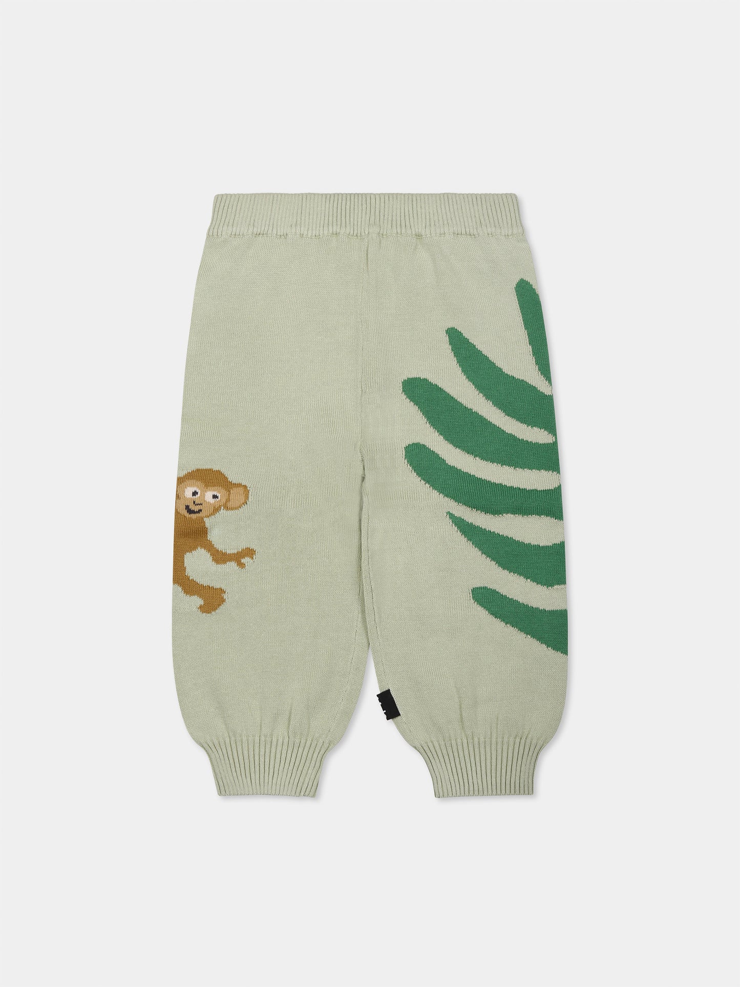 Green trousers for babykids with jungle print