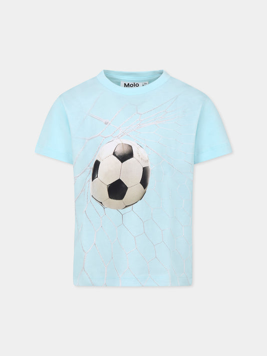 T-shirt Rame celeste per bambino con pallone,Molo,1S25A212 3948