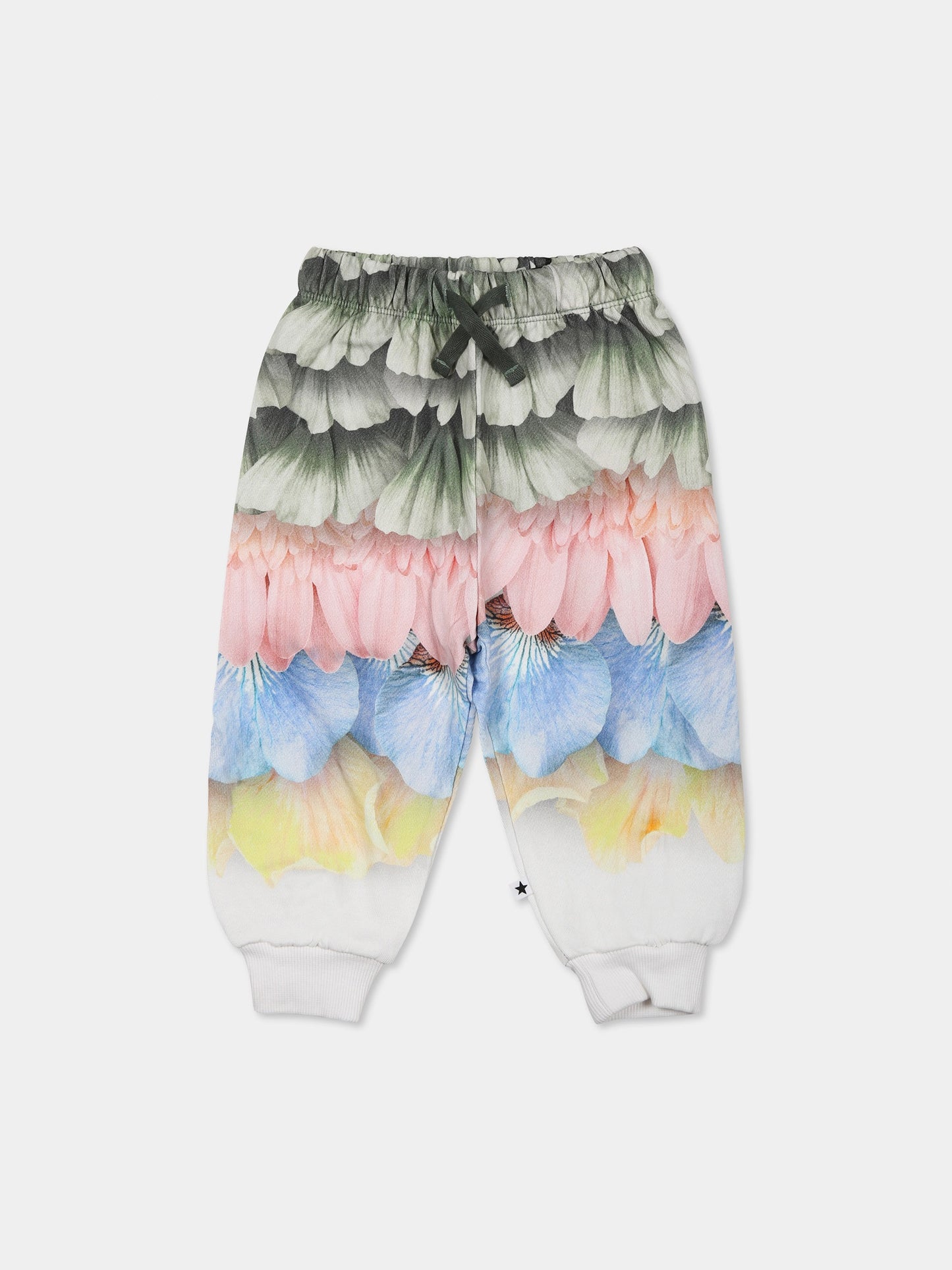 Multicolor trousers for baby girl with petal print