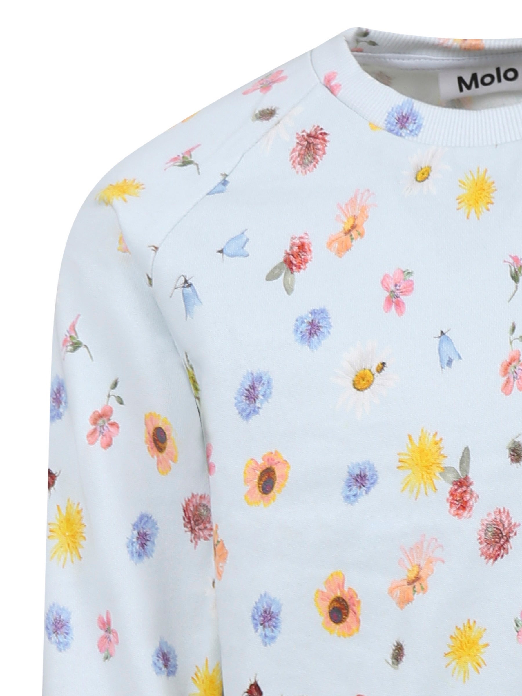 Felpa Disc celeste per bambina con fiori all over,Molo,4S25J201 9280