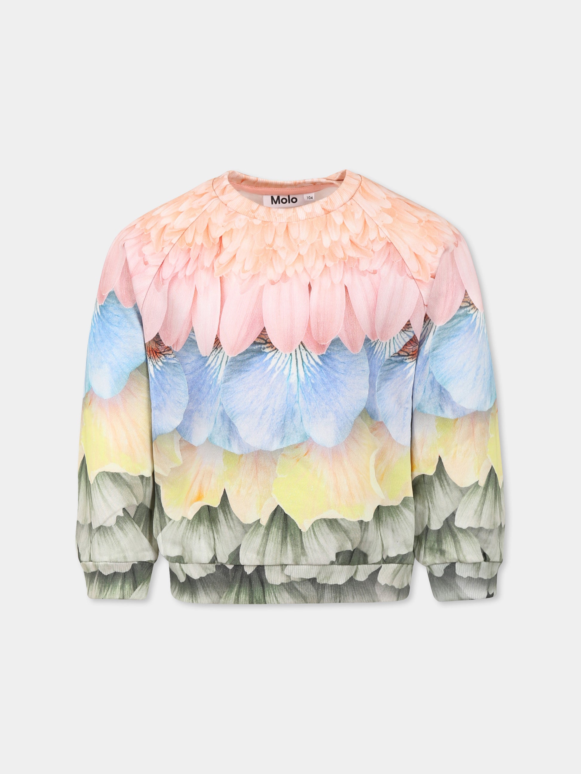 Felpa Disc multicolor per bambina con petali,Molo,4S25J201 3909