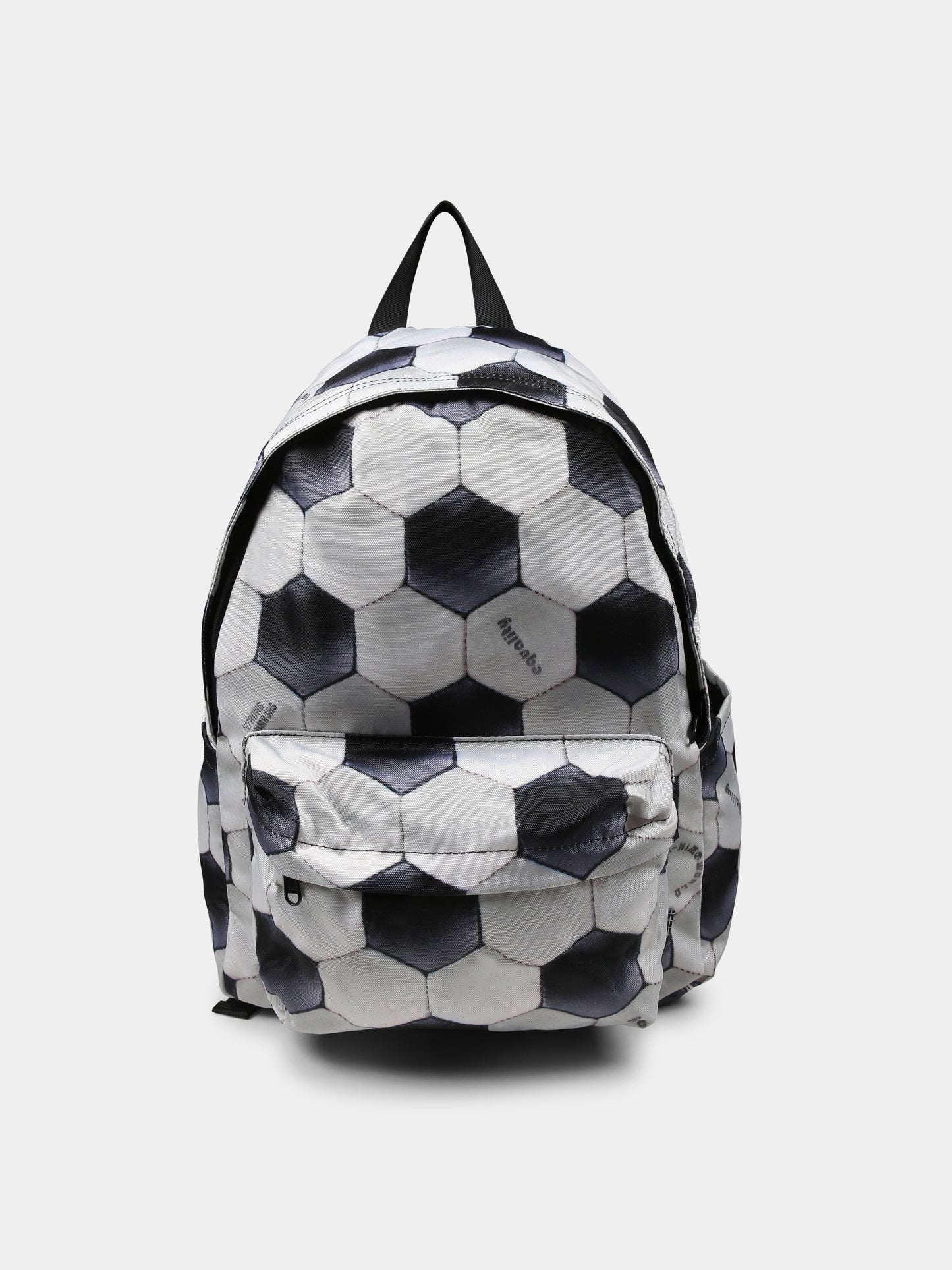 Beige backpack for boy with football print