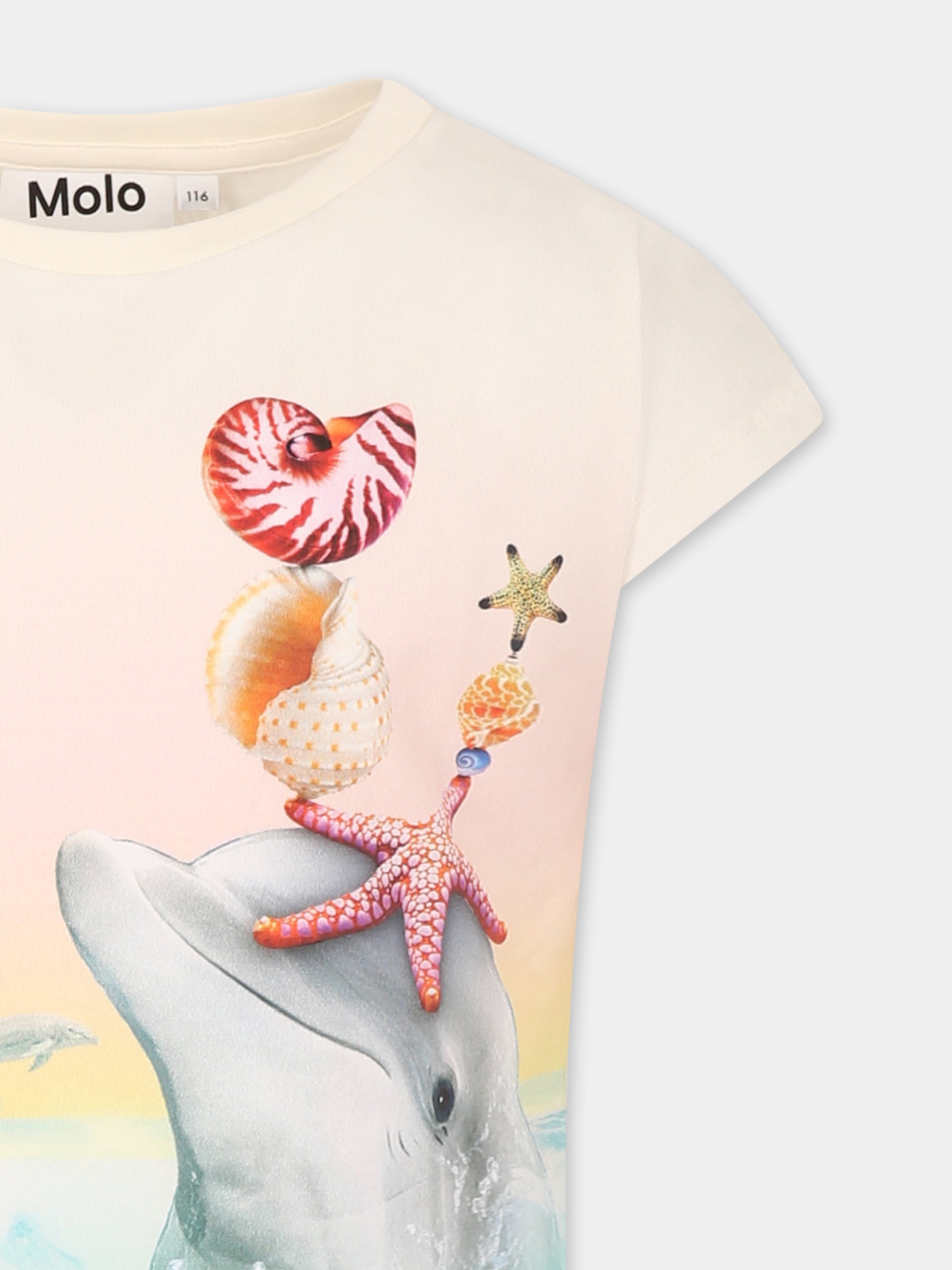 T-shirt Ragnhlde multicolor per bambina con delfino,Molo,2S25A214 3921