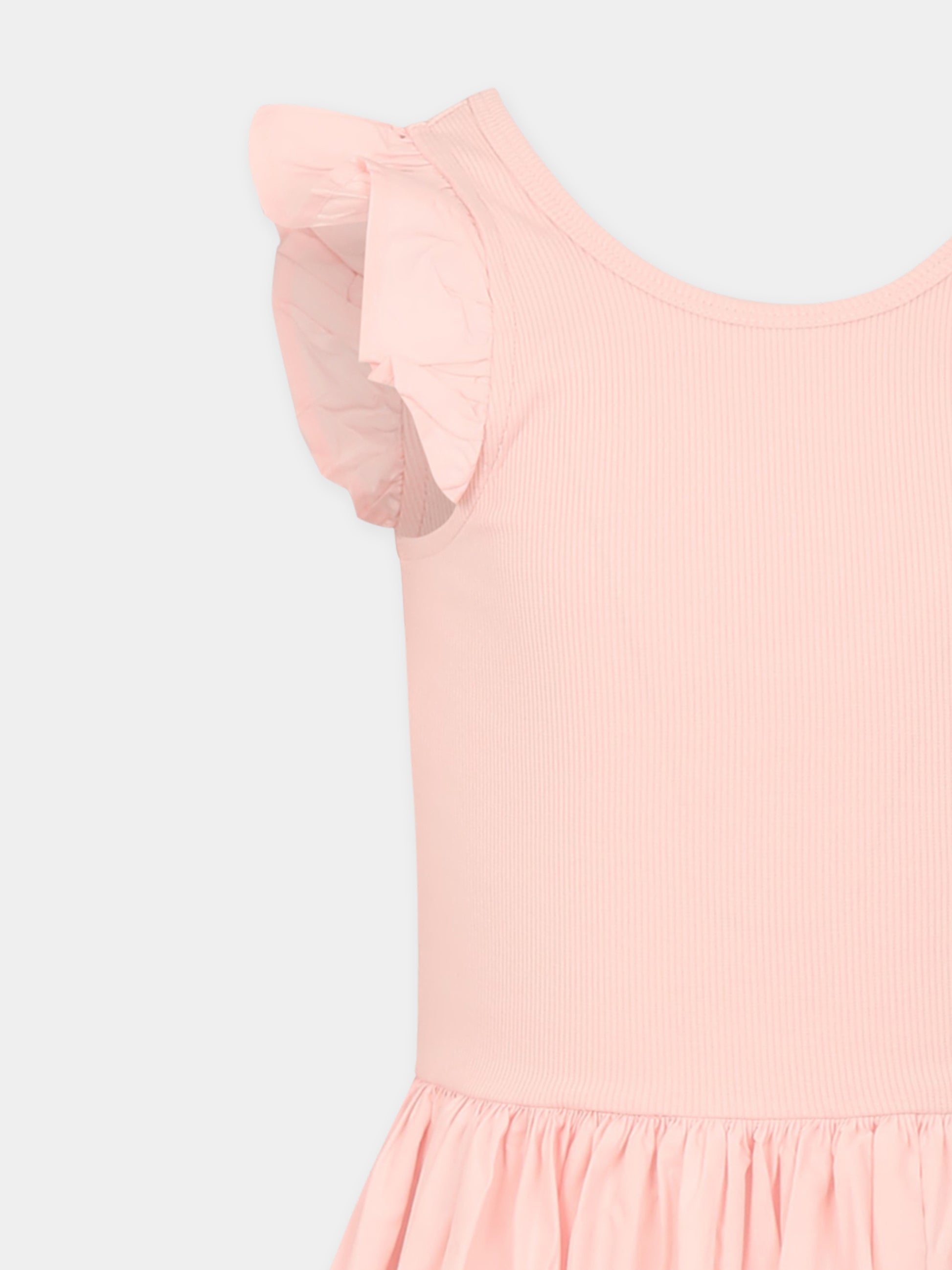 Vestito rosa per bambina con rouches,Molo,2S25E108 5463