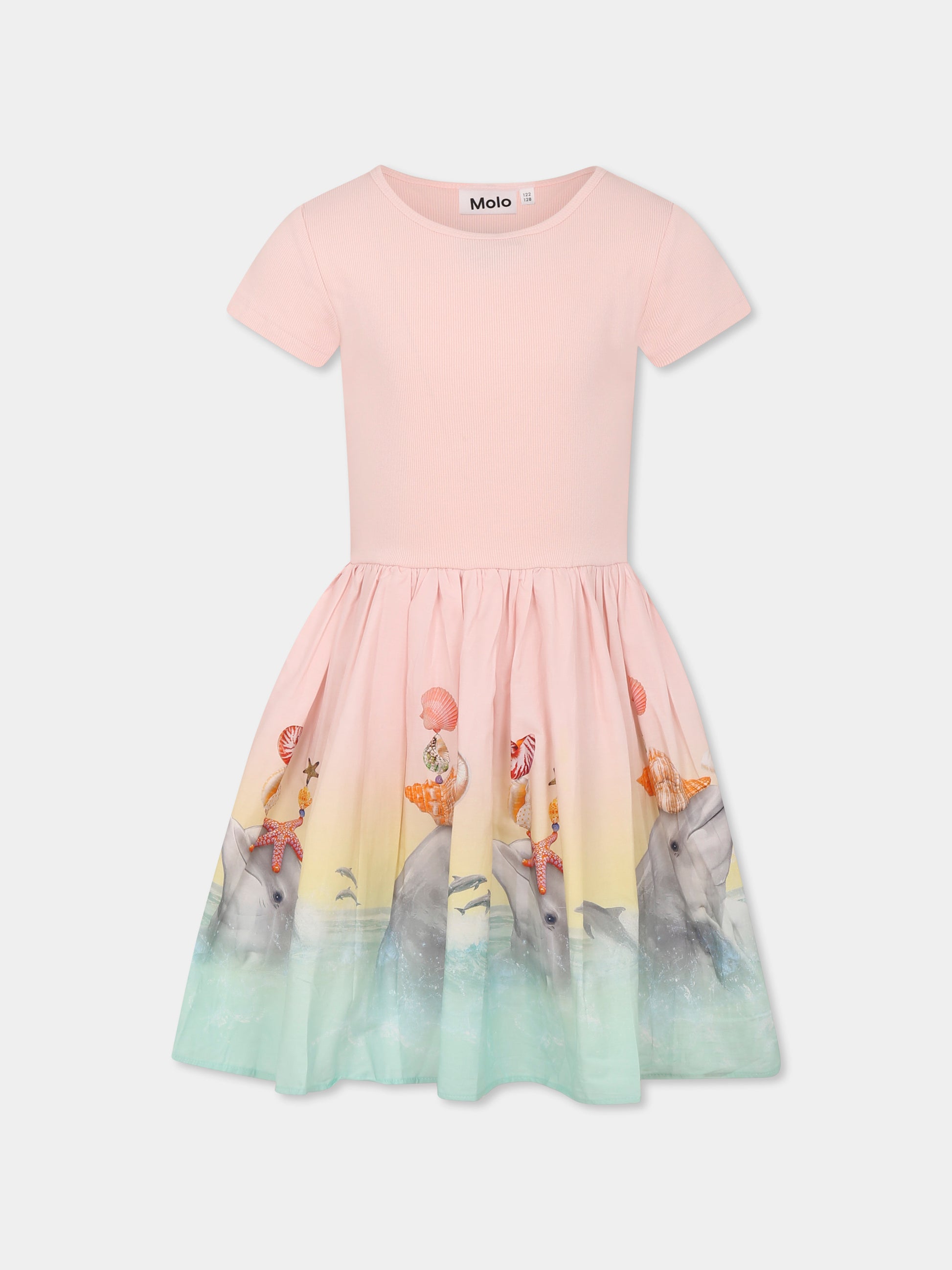 Vestito Cissa rosa per bambina con delfini,Molo,2S25E114 3921