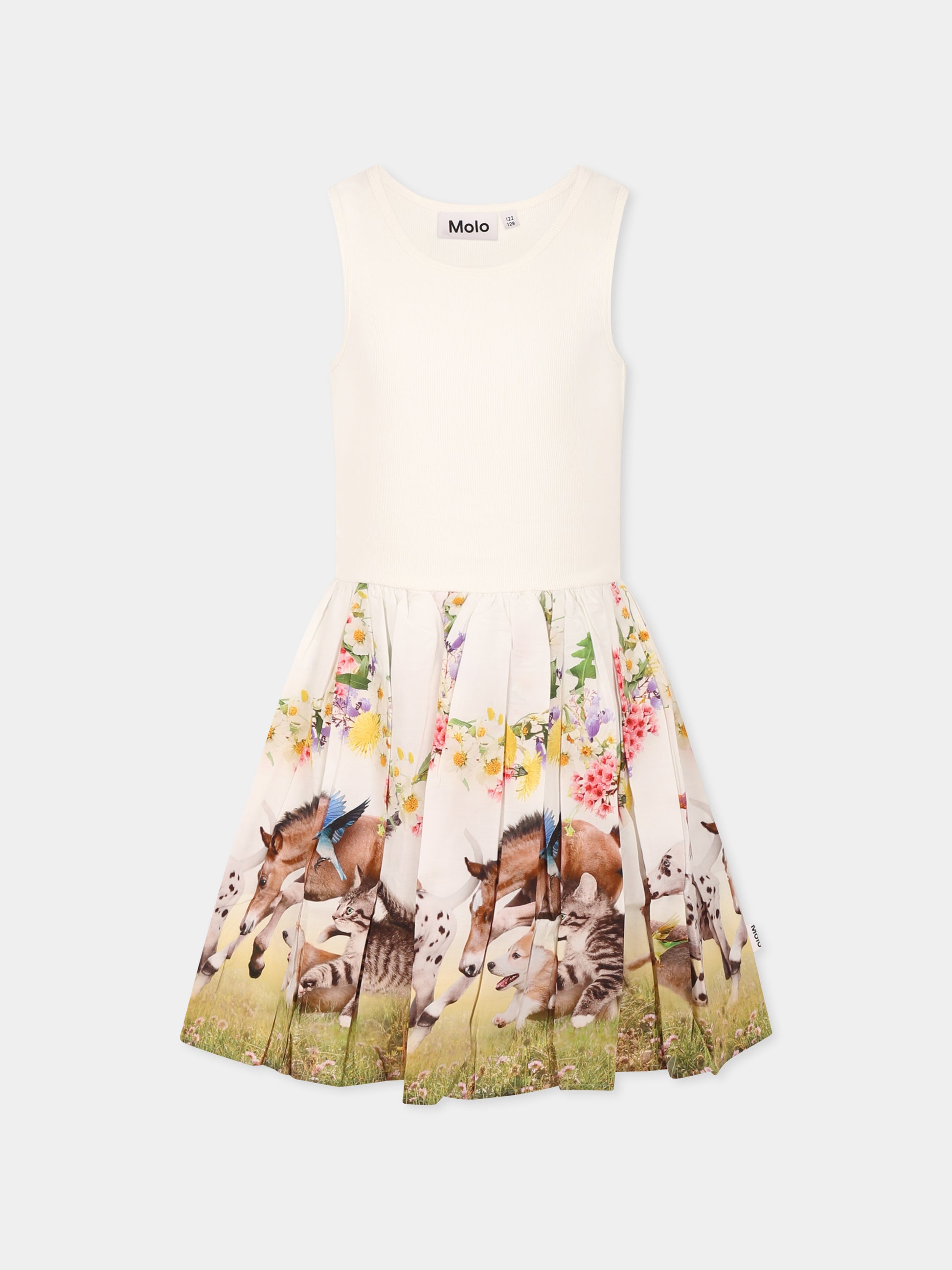 Vestito Cassandra avorio per bambini con animali e fiori,Molo,2S25E125 3982