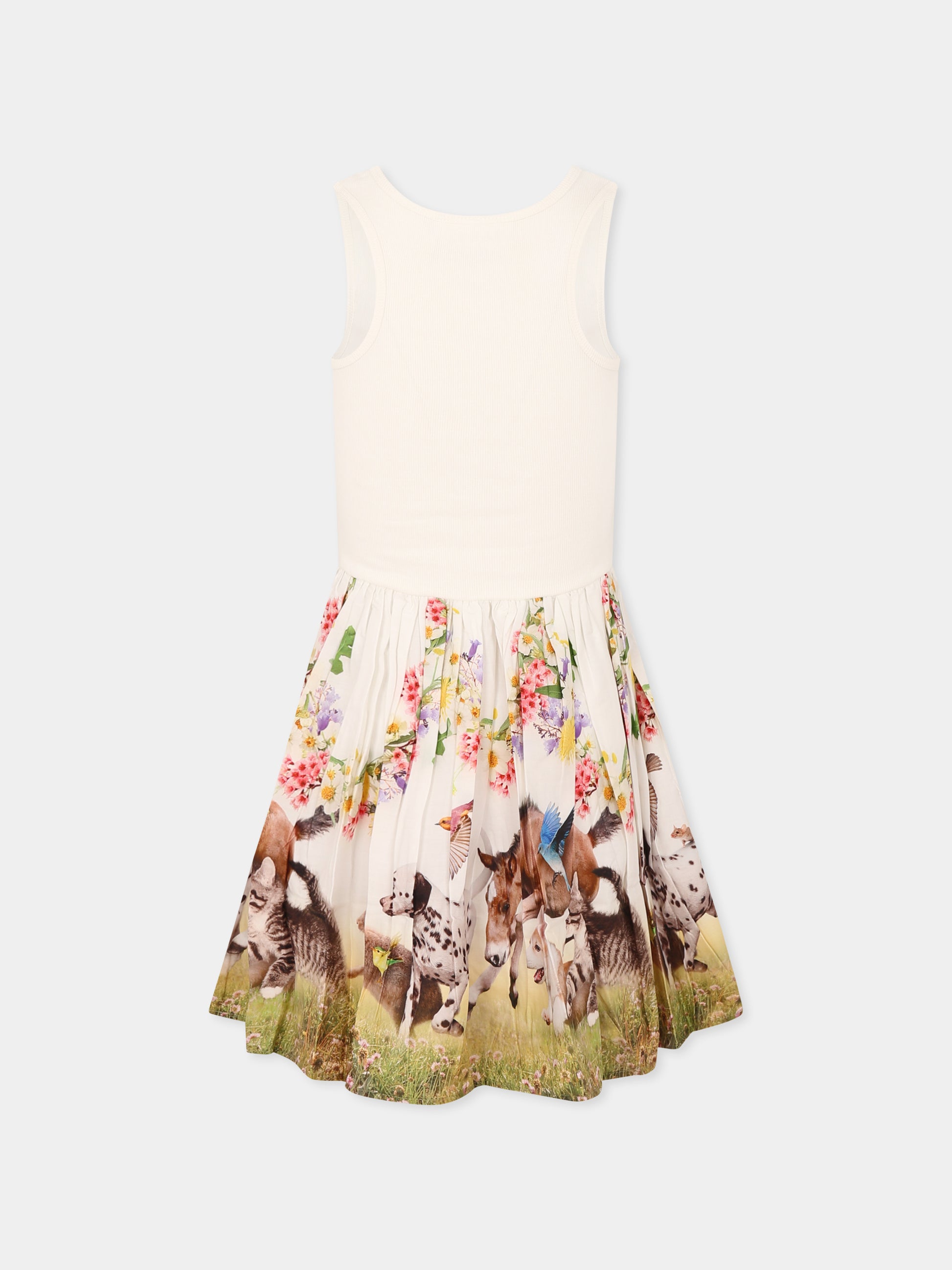 Vestito Cassandra avorio per bambini con animali e fiori,Molo,2S25E125 3982