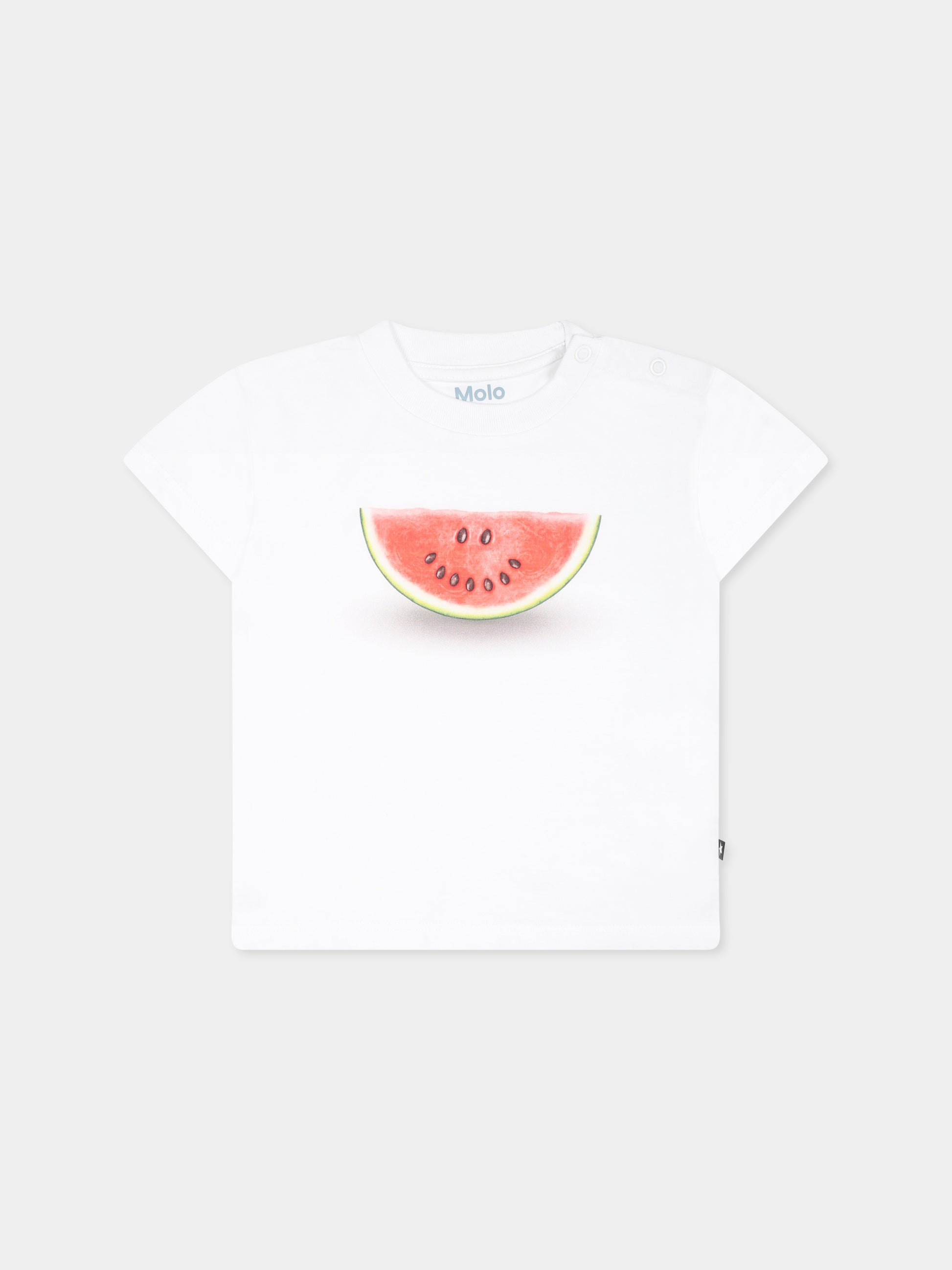 T-shirt Enzo bianca per neonati con smile anguria,Molo,6S25A207 9340