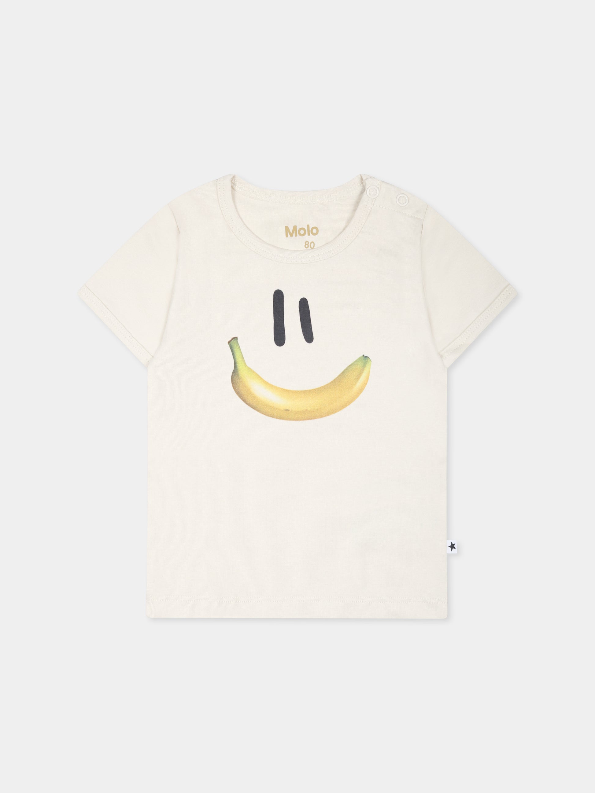 T-shirt avorio per neonati con smile e banana,Molo,6S25A212 9339