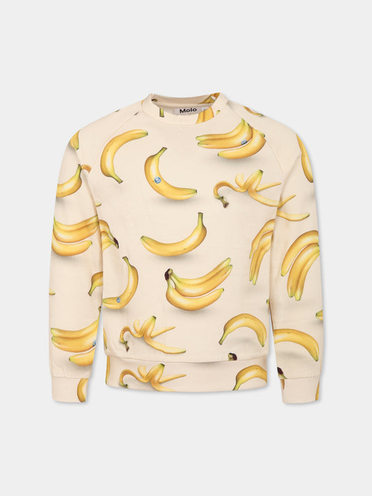 Felpa Disc avorio per bambini con banana all over,Molo,6S25J203 9304
