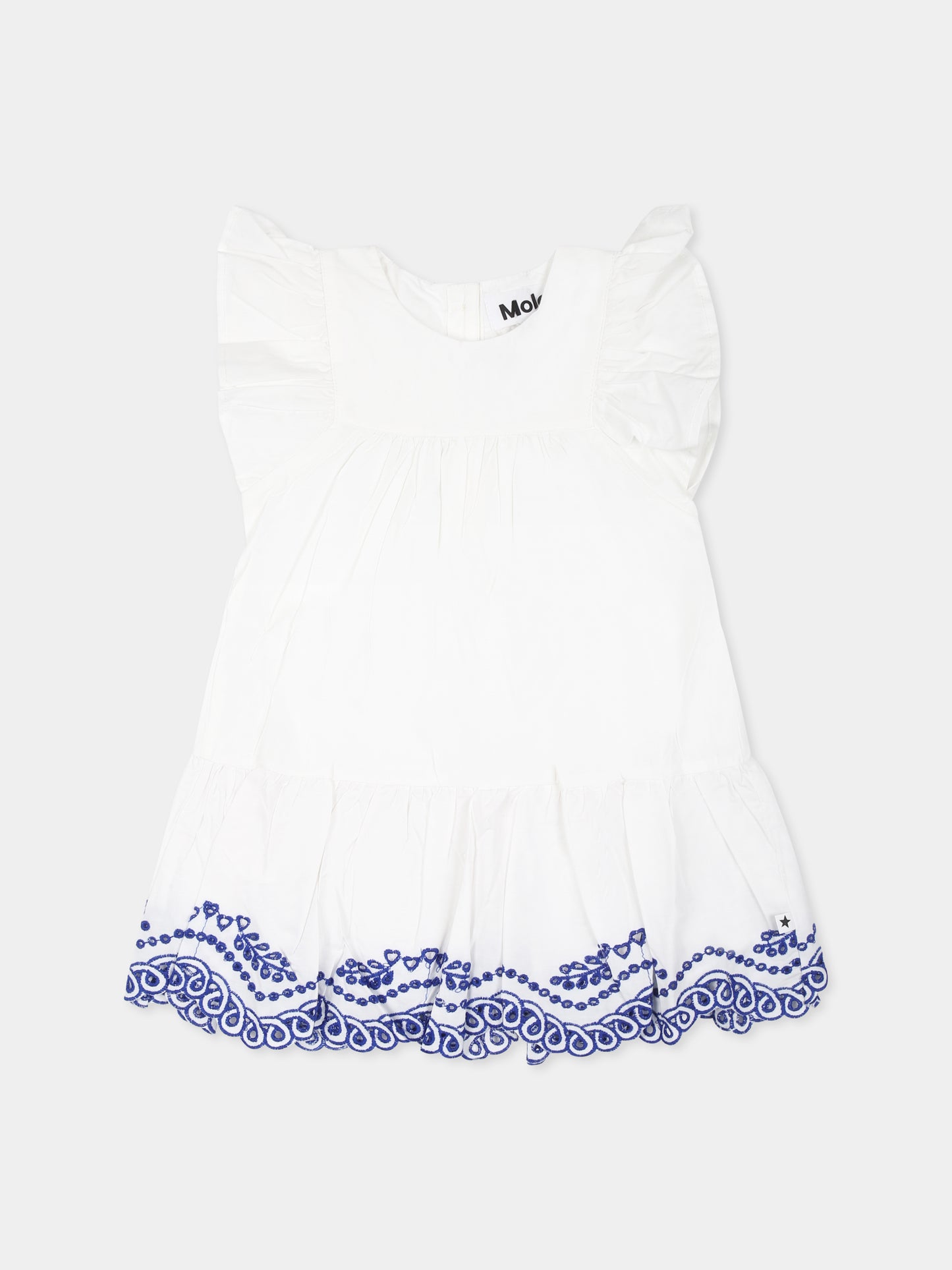 Vestito Cammas bianco per neonata con ricami,Molo,4S25E108 5474