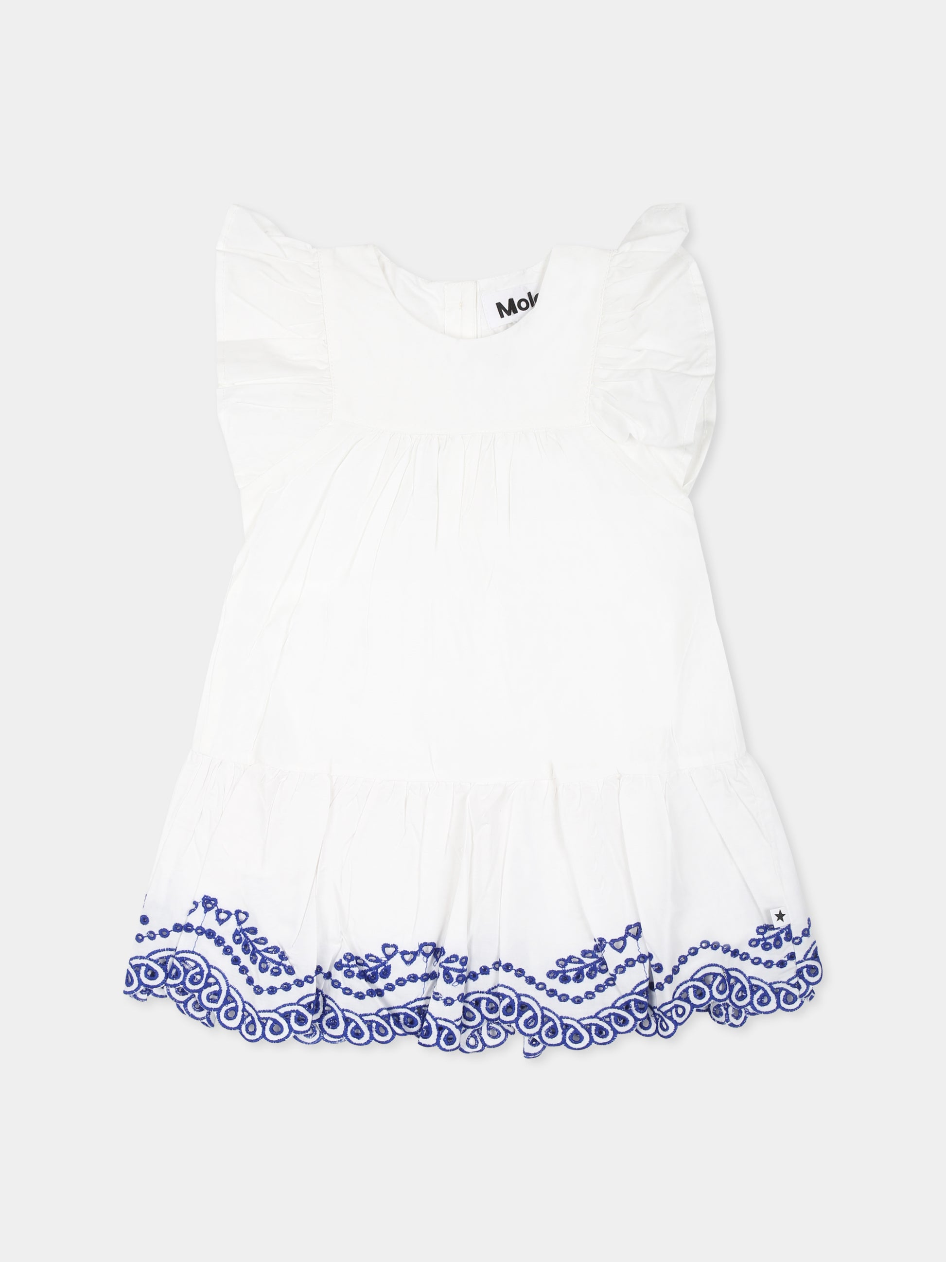 Vestito Cammas bianco per neonata con ricami,Molo,4S25E108 5474