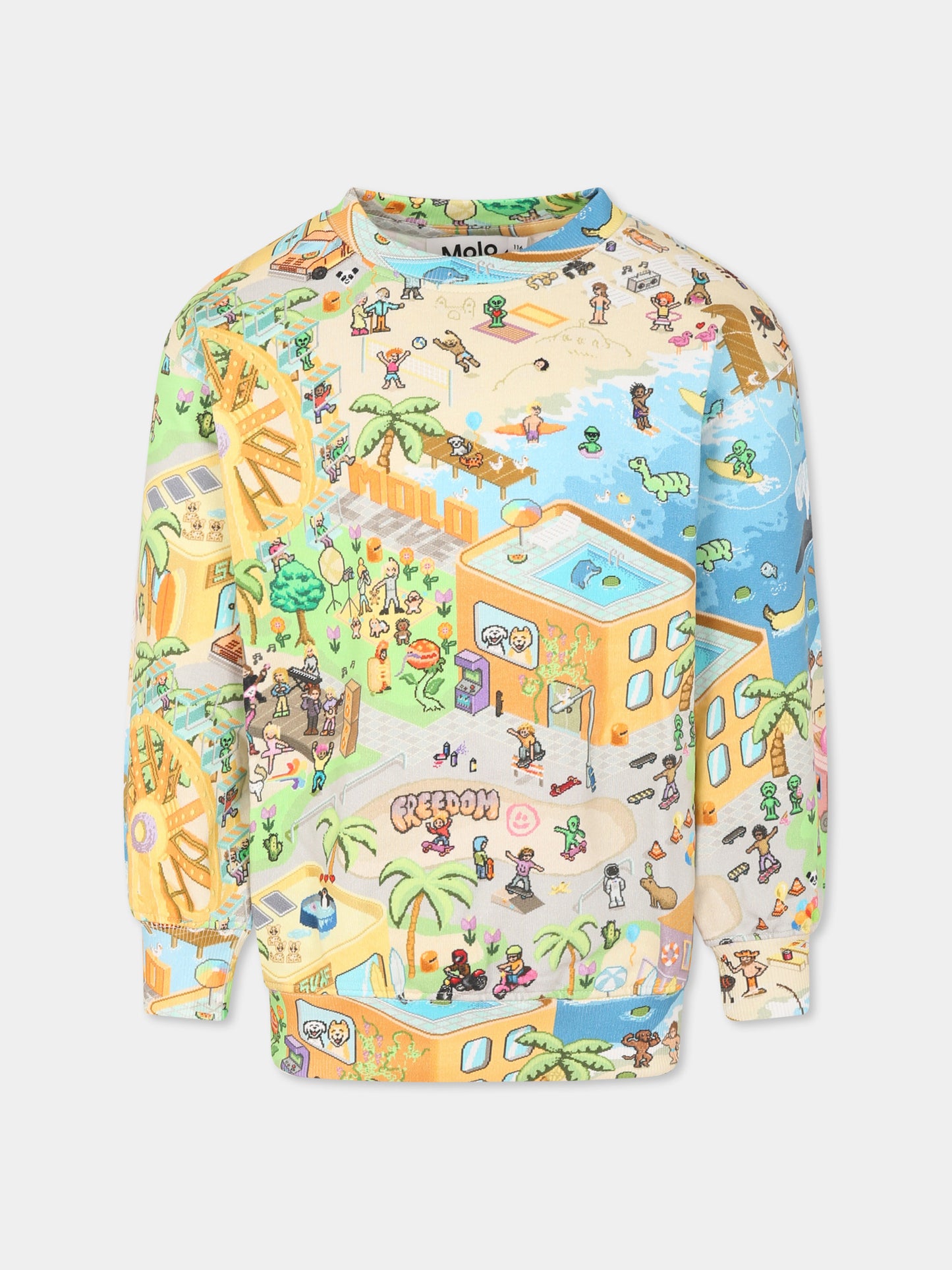 Felpa Monti multicolor per bambino con spiaggia pixel,Molo,1S25J208 9359