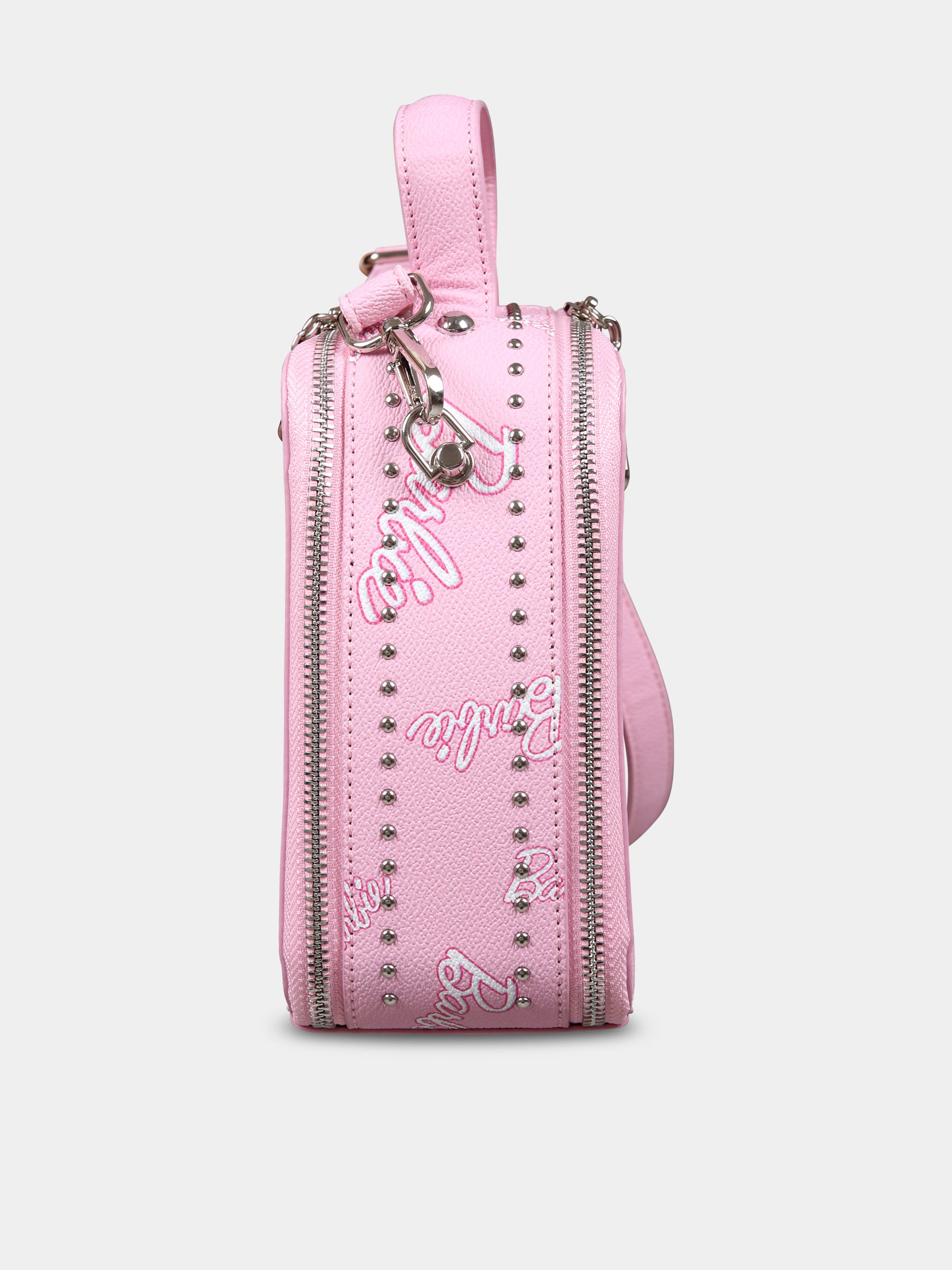 Borsa rosa per bambina con scritta Barbie all over,Monnalisa,19D026 4764 0090