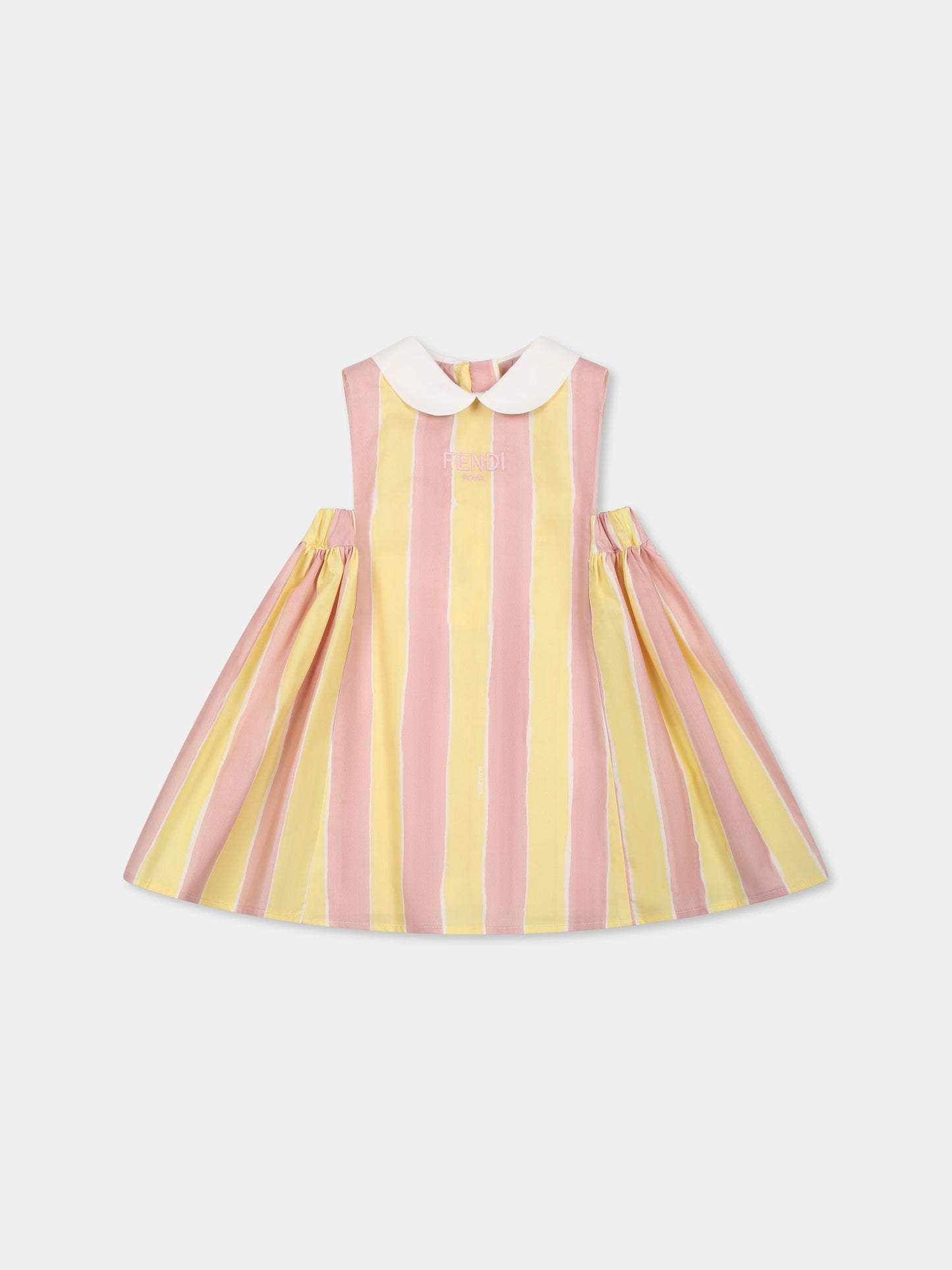 Vestito multicolor per neonata con logo e stampa pequin,Fendi Kids,BFB542 AS67 F1R0X