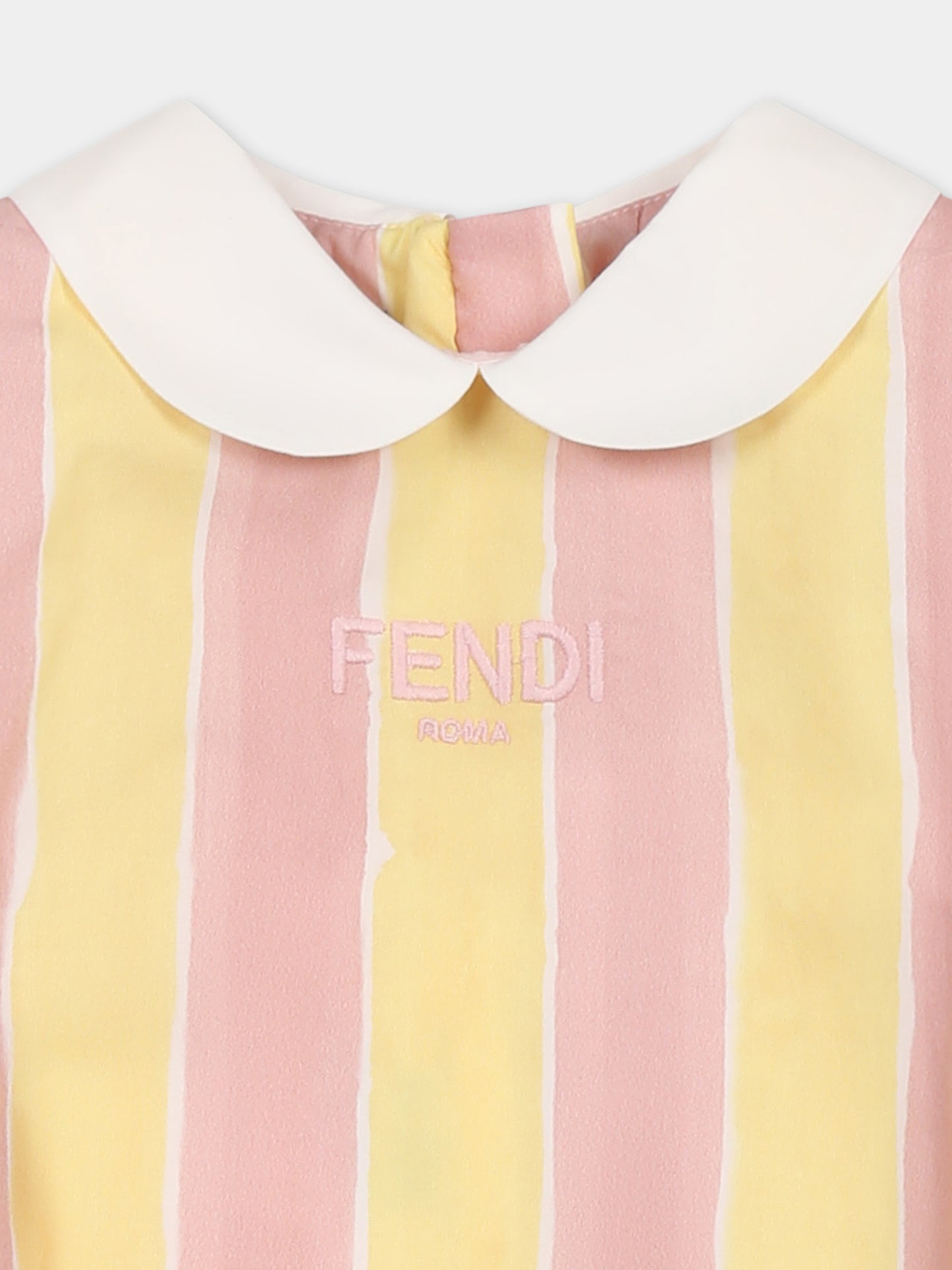 Vestito multicolor per neonata con logo e stampa pequin,Fendi Kids,BFB542 AS67 F1R0X