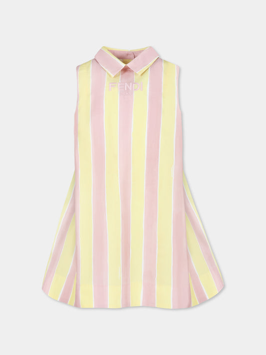 Multicolor dress for girl with logo