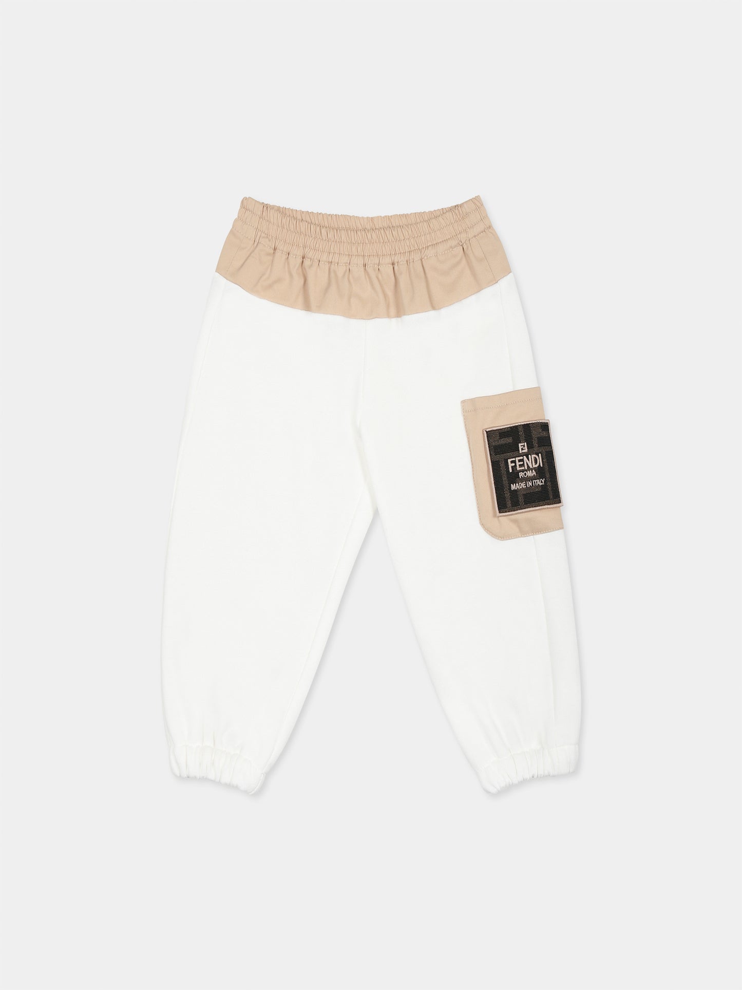 White trousers for baby boy with FF