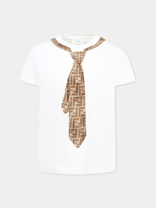 White t-shirt for kids with tie