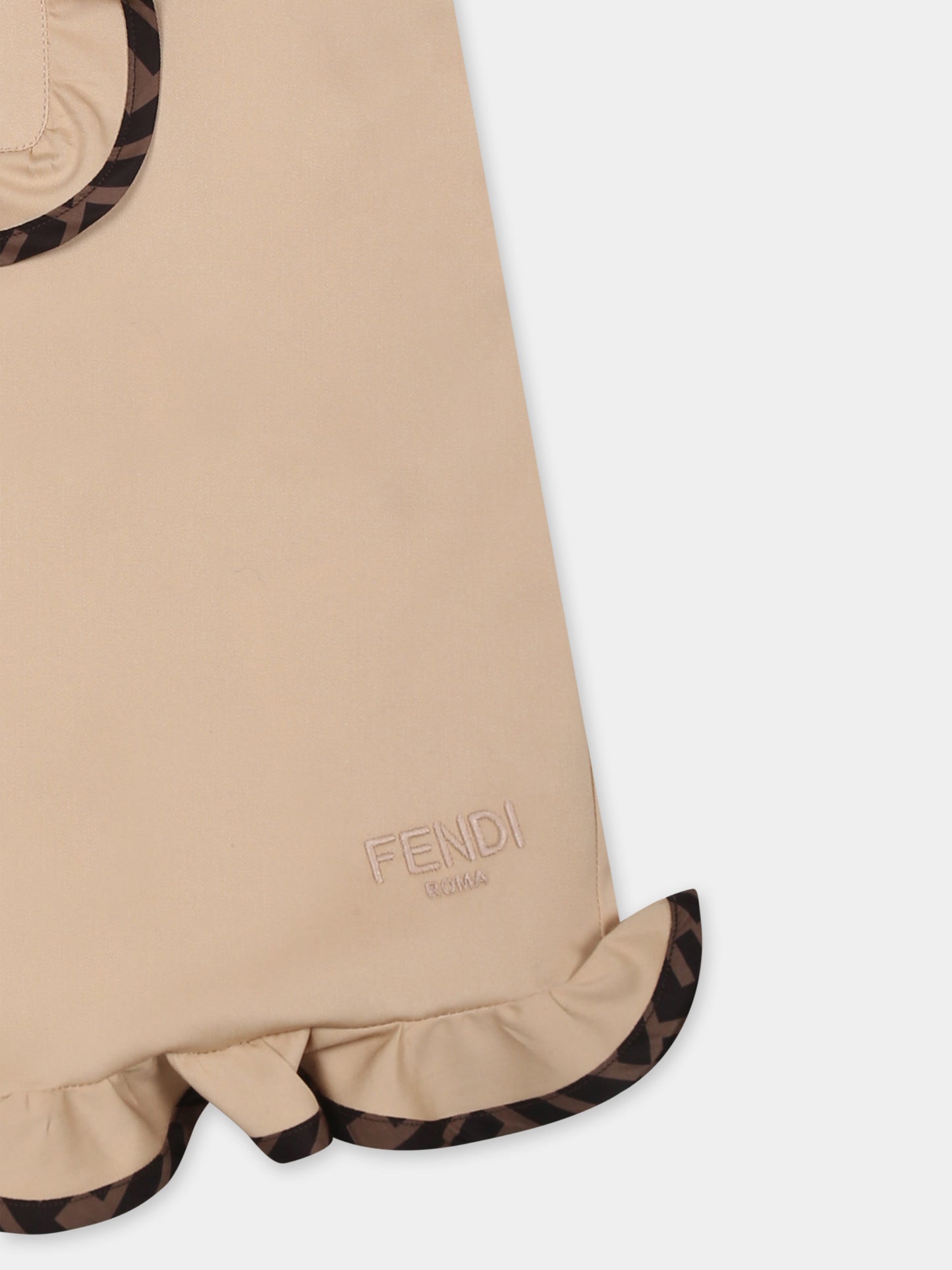 Salopette beige per neonata con FF,Fendi Kids,BFL087 ADEH F1P2P