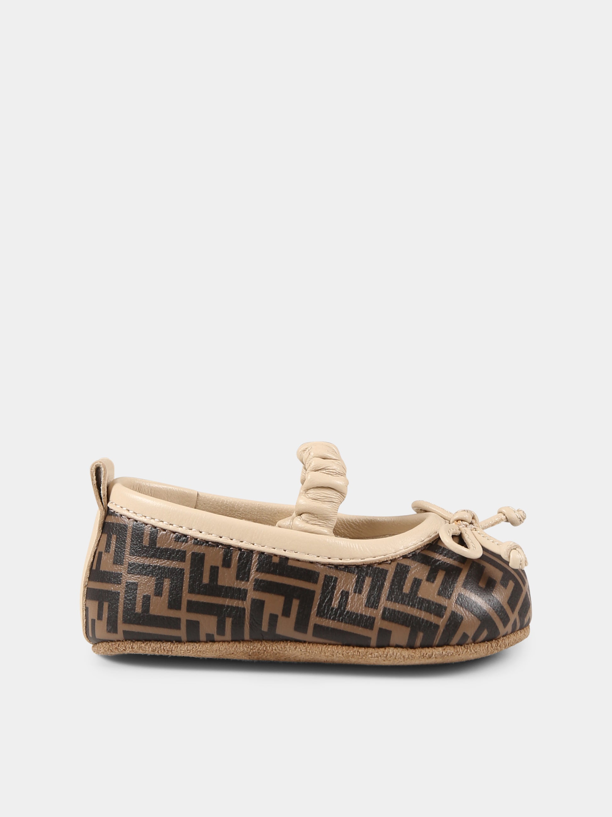 Ballerine marroni per neonata con FF,Fendi Kids,BFR108 AOTG F1R7O