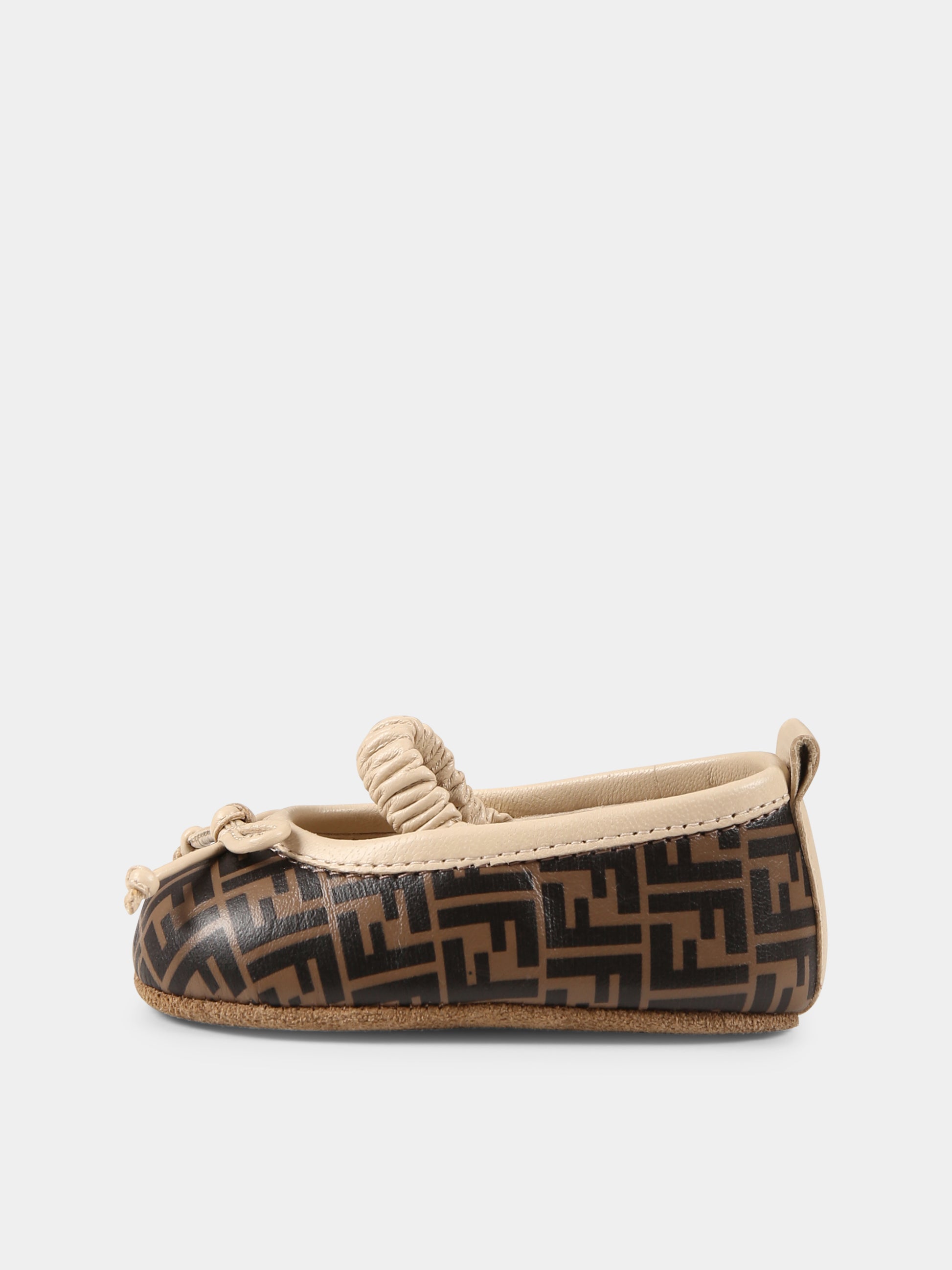 Ballerine marroni per neonata con FF,Fendi Kids,BFR108 AOTG F1R7O