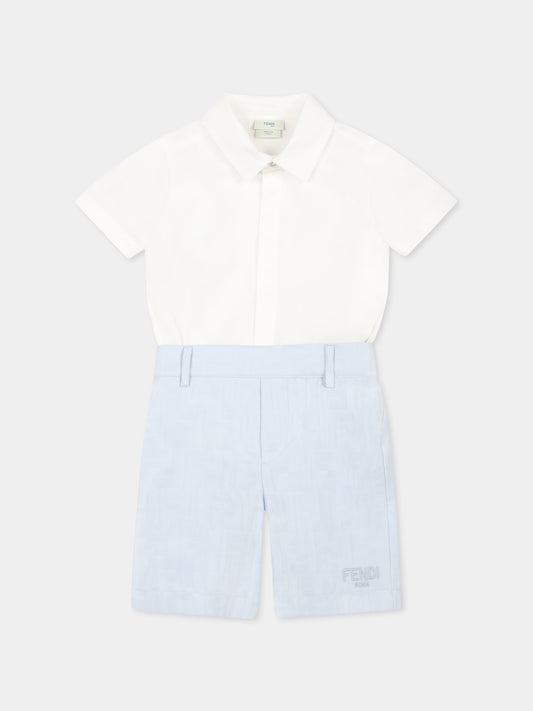 Light blue suit for baby boy with FF