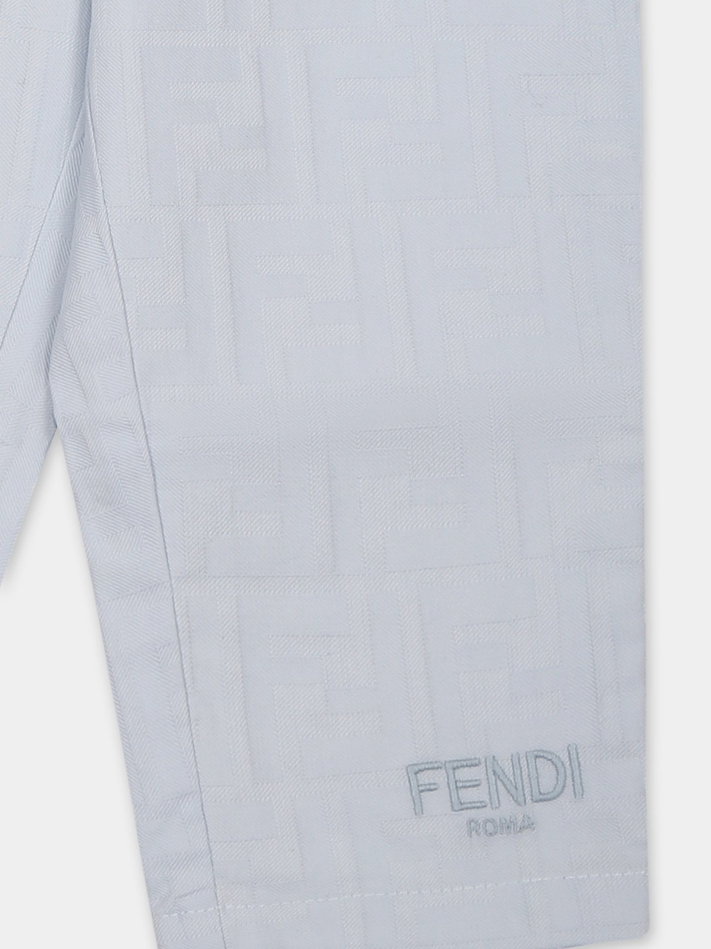 Light blue trousers for baby boy with FF