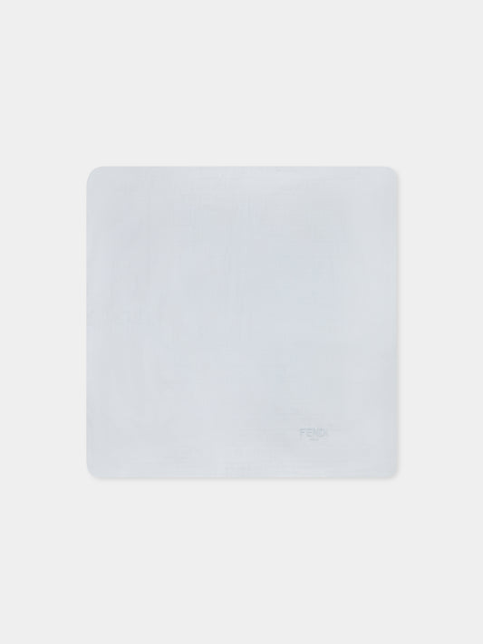 Light blue blanket for baby boy with FF