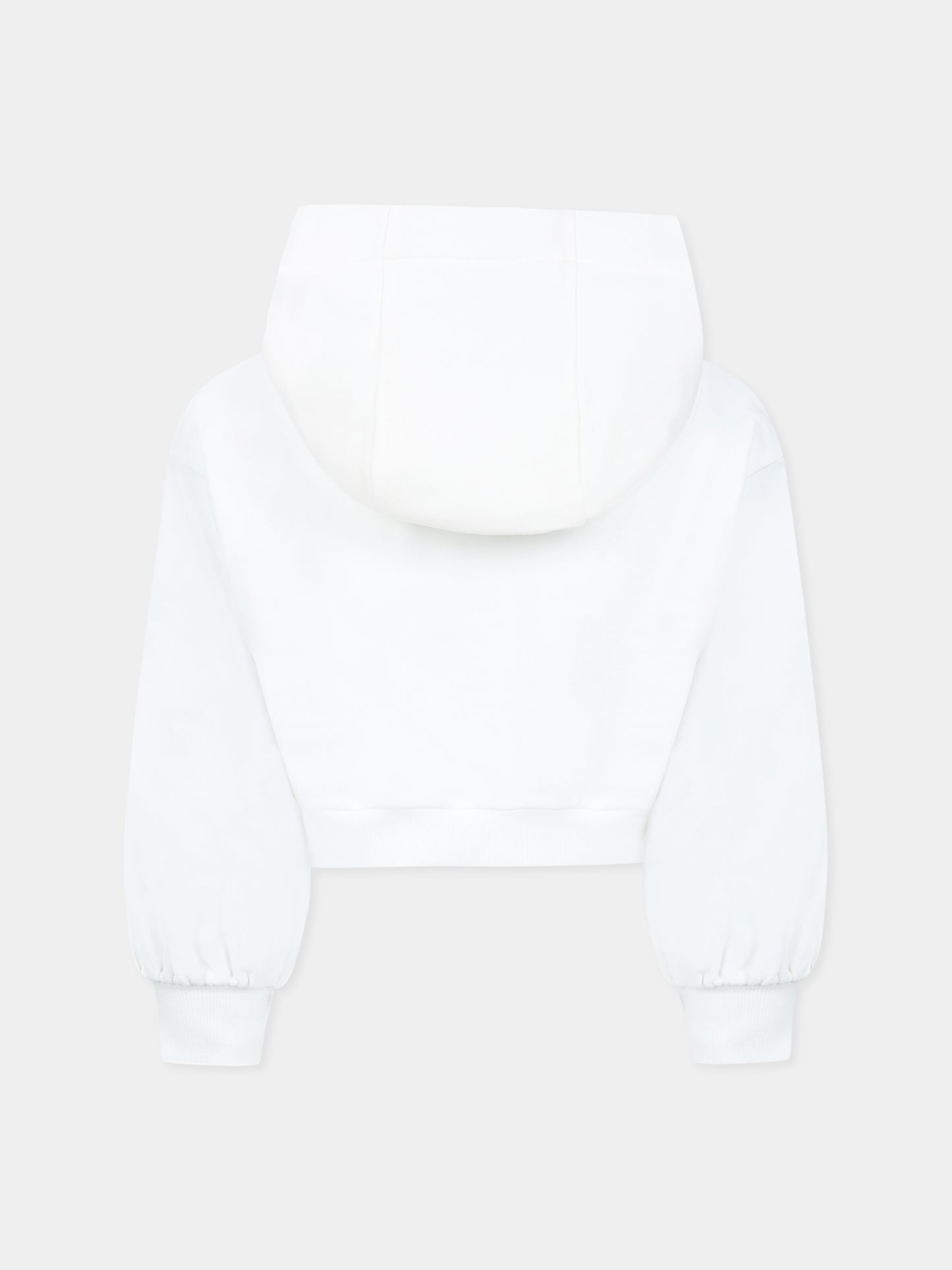 White crop sweatshirt for girl with logo