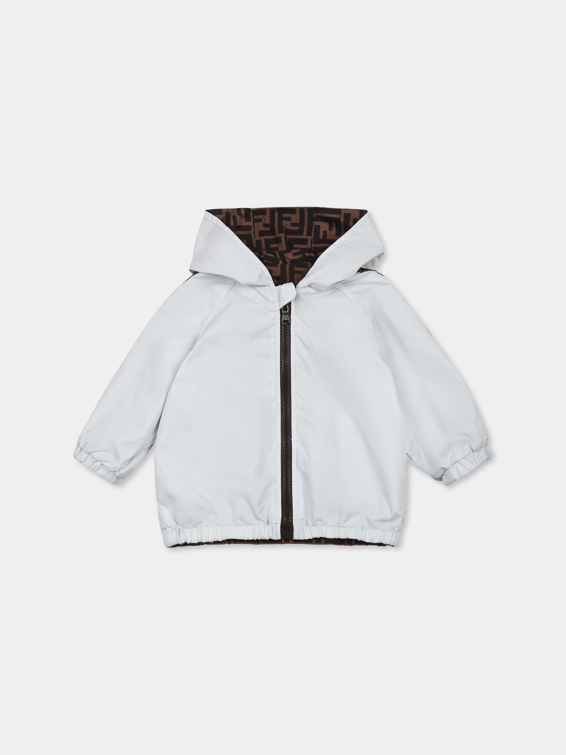 Giacca a vento celeste per neonato con FF,Fendi Kids,BUA037 AS56 F1QYB