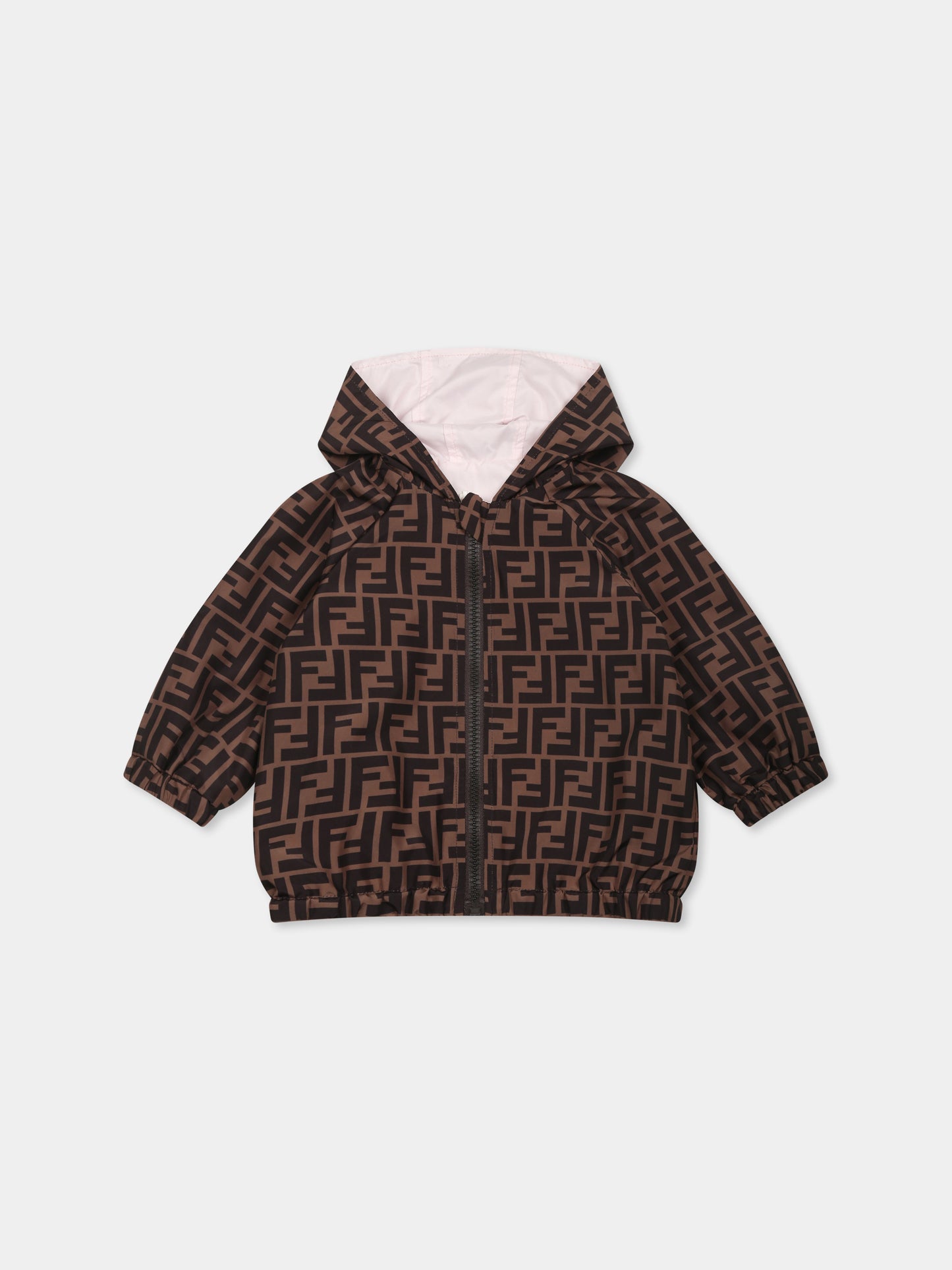 Giacca a vento rosa per neonata con FF,Fendi Kids,BUA037 AS56 F1QYC