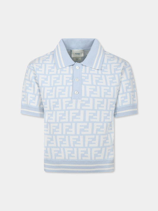Light blue polo shirt for boy with FF