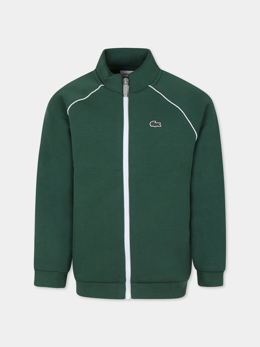 Felpa verde per bambino con coccodrillo,Lacoste,SJ2152 132 -