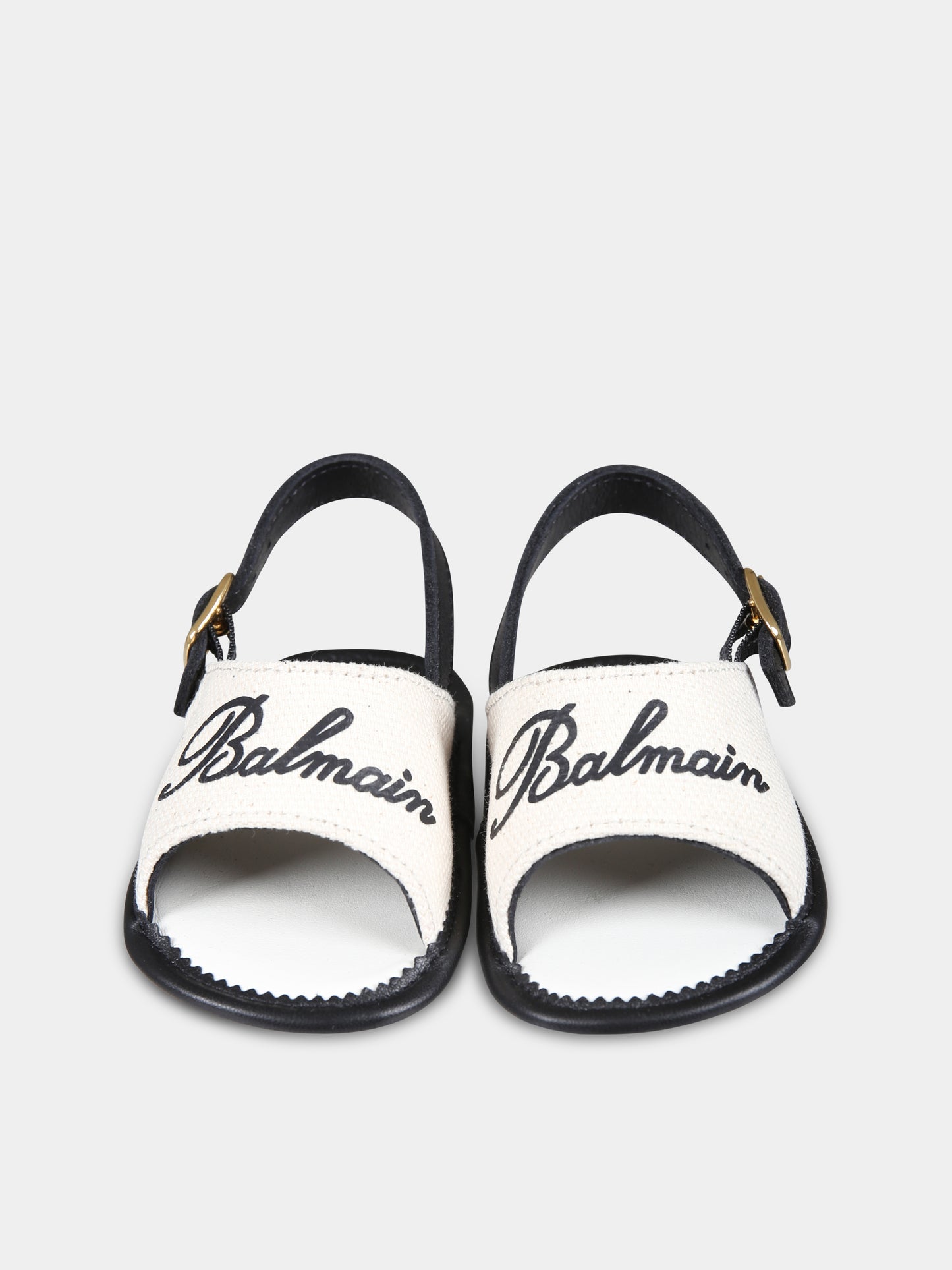 Sandali avorio per neonata con logo,Balmain Kids,BU0016 Y0051 102NE