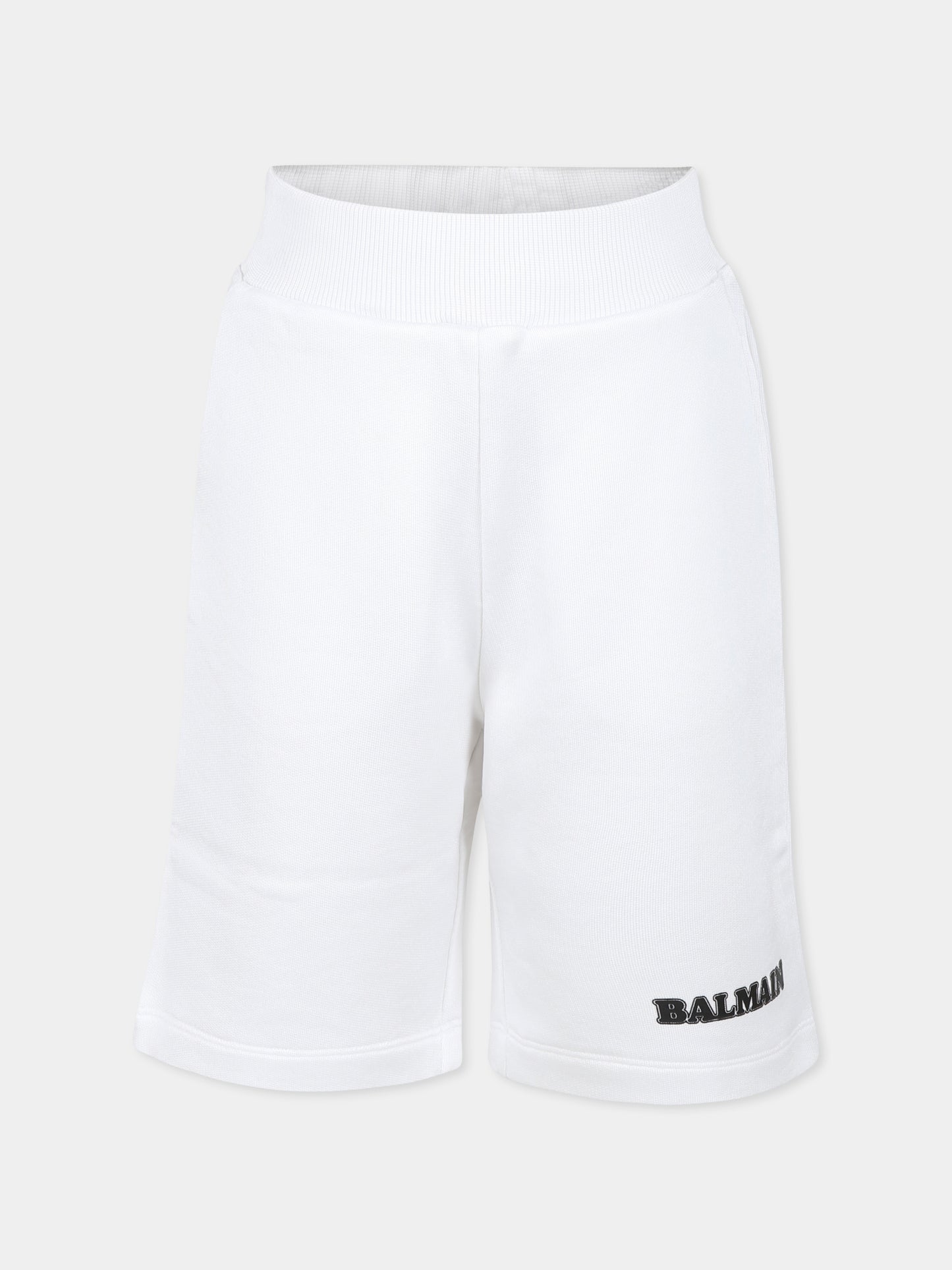 Shorts bianchi per bambino con logo,Balmain Kids,BU6Q39 Z1869 100NE