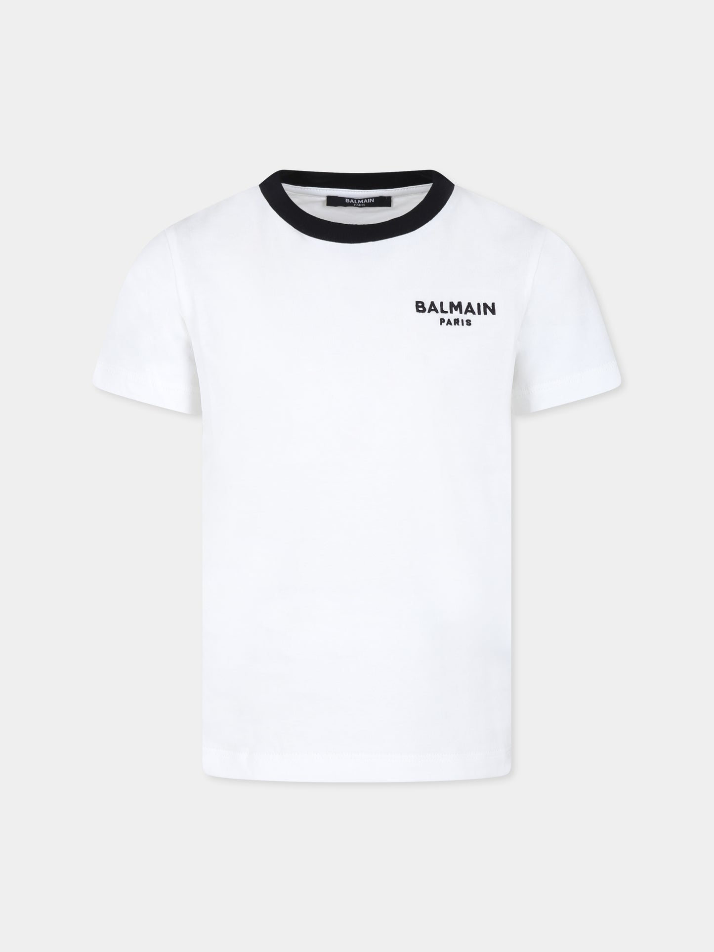 T-shirt bianca per bambini con logo,Balmain Kids,BU8P71 Z1751 100