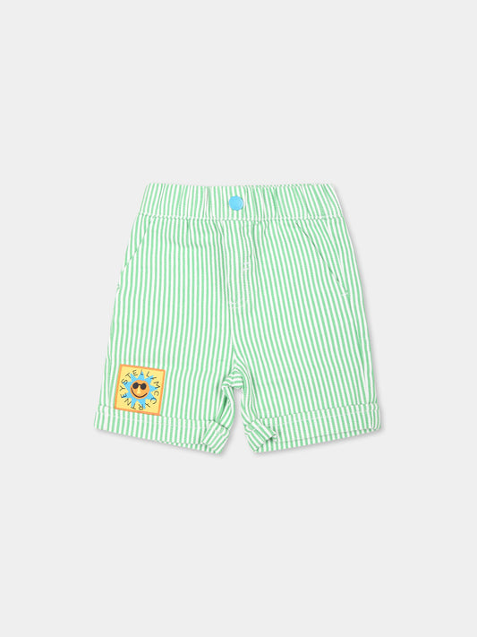 Shorts verdi per neonato con sole,Stella Mccartney Kids,TU6629 Z1798 100VE