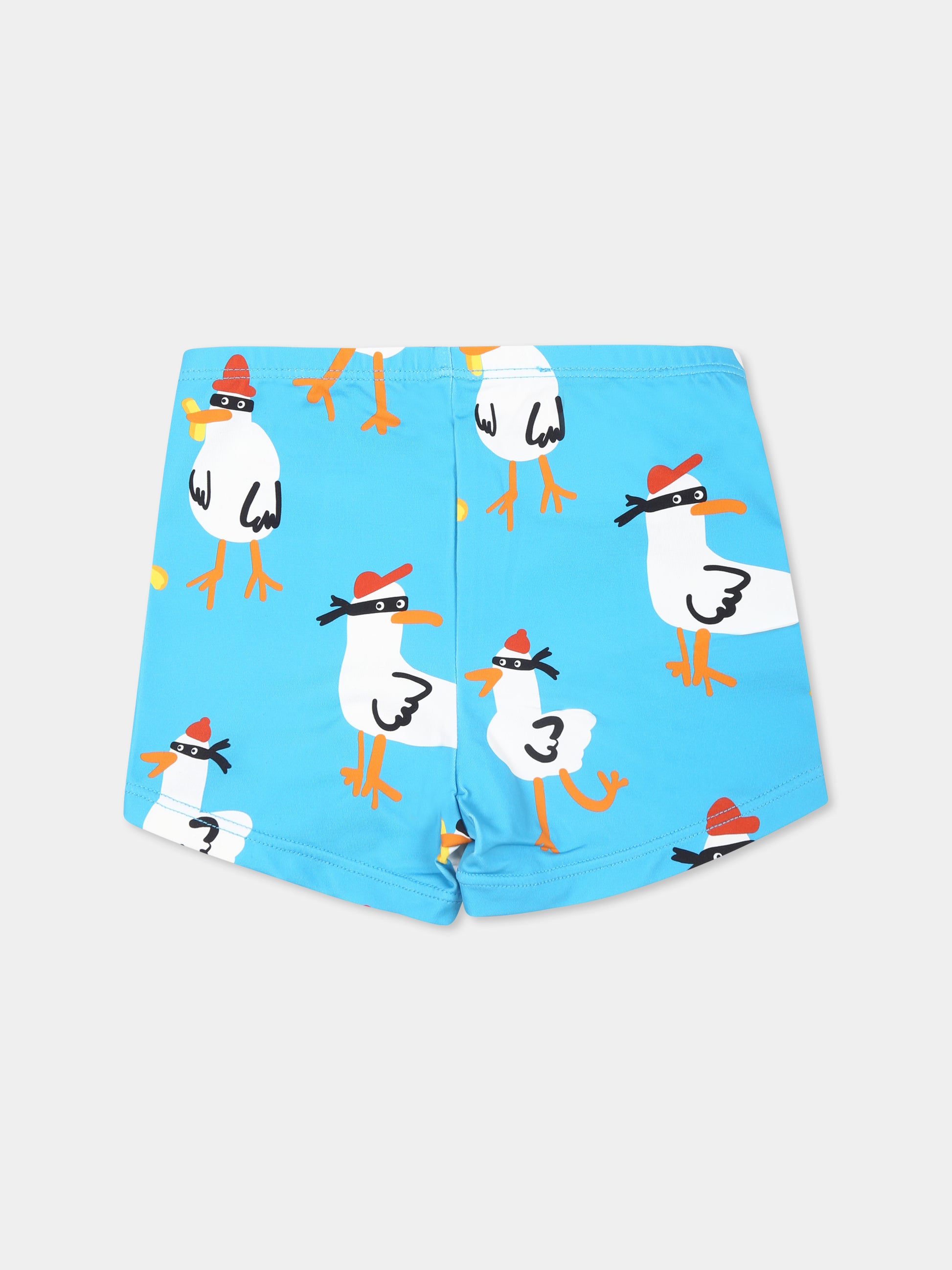 Boxer mare celeste per neonato con stampa gallo,Stella Mccartney Kids,TUC569 Z1919 605MC