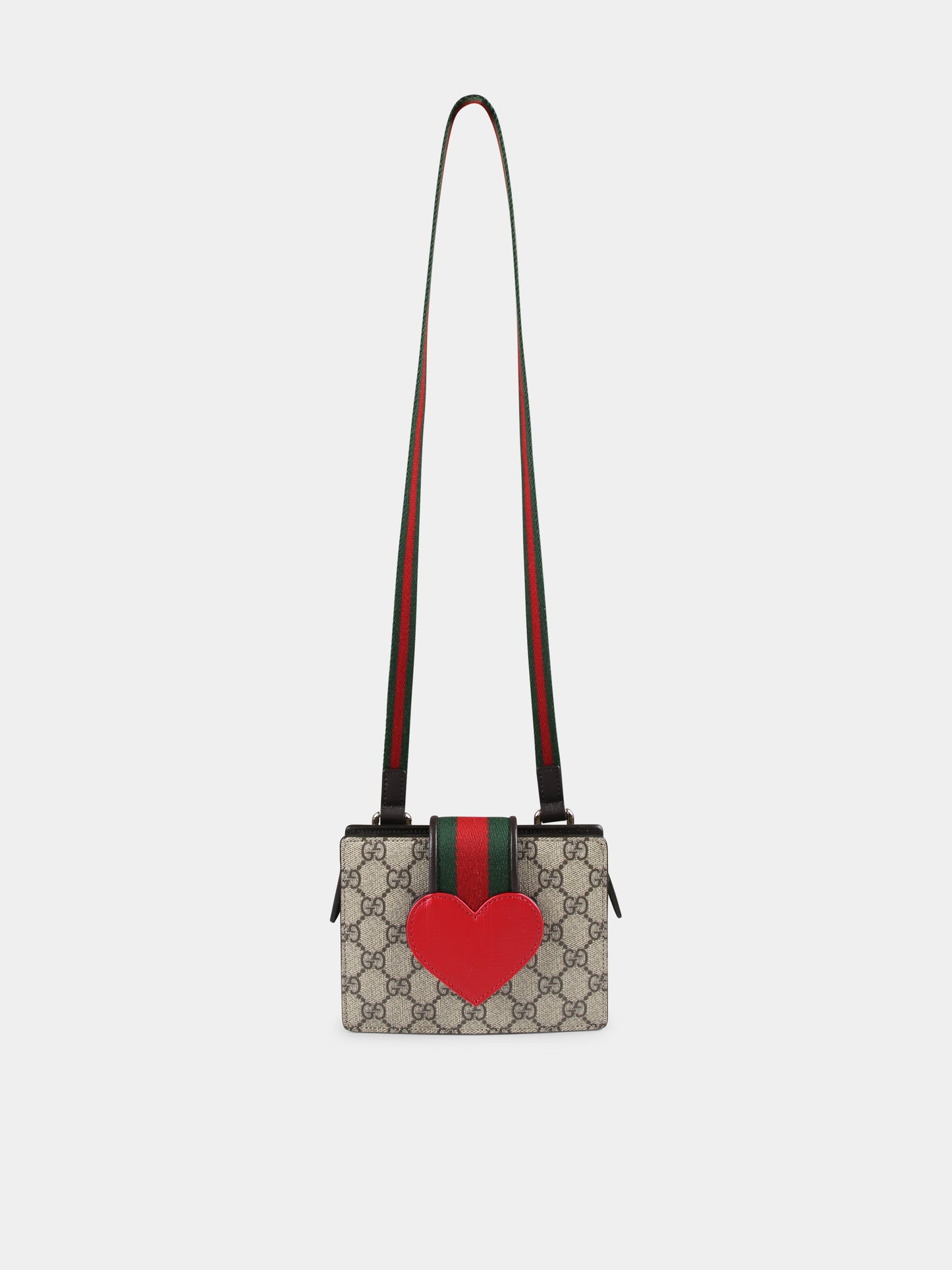 Borsa beige per bambina con dettaglio Web e cuore,Gucci Kids,793830 KAAAP 9751