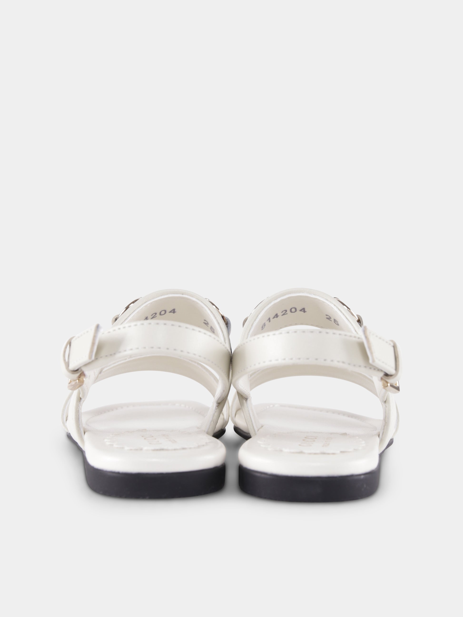 Sandali bianchi per bambina con iconico dettaglio Web,Gucci Kids,814204 AAEDL 9047