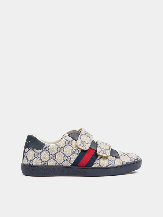 Sneakers Ace beige per bambini con dettaglio Web,Gucci Kids,463091 FACYF 4055