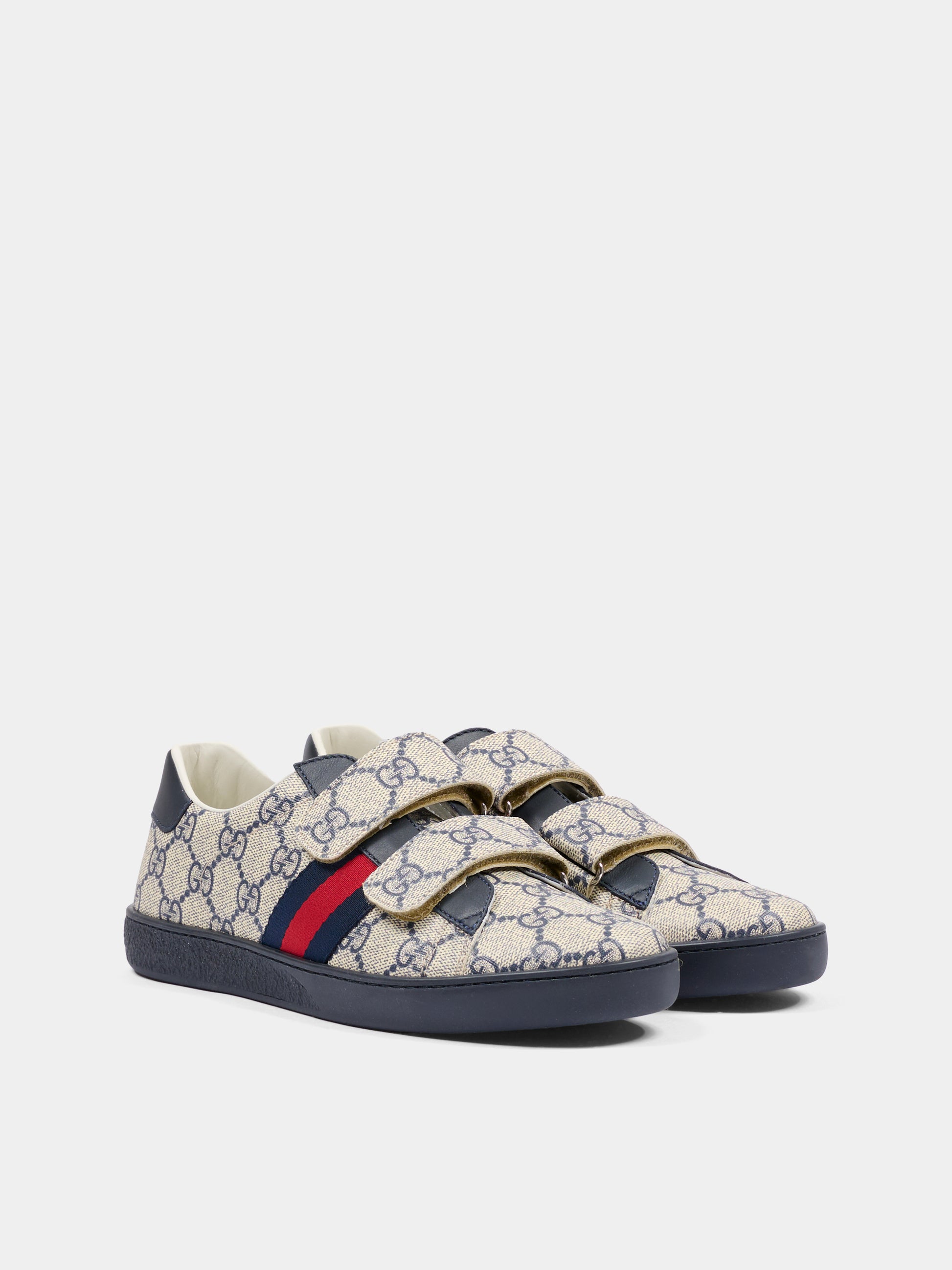 Sneakers Ace beige per bambini con dettaglio Web,Gucci Kids,463091 FACYF 4055