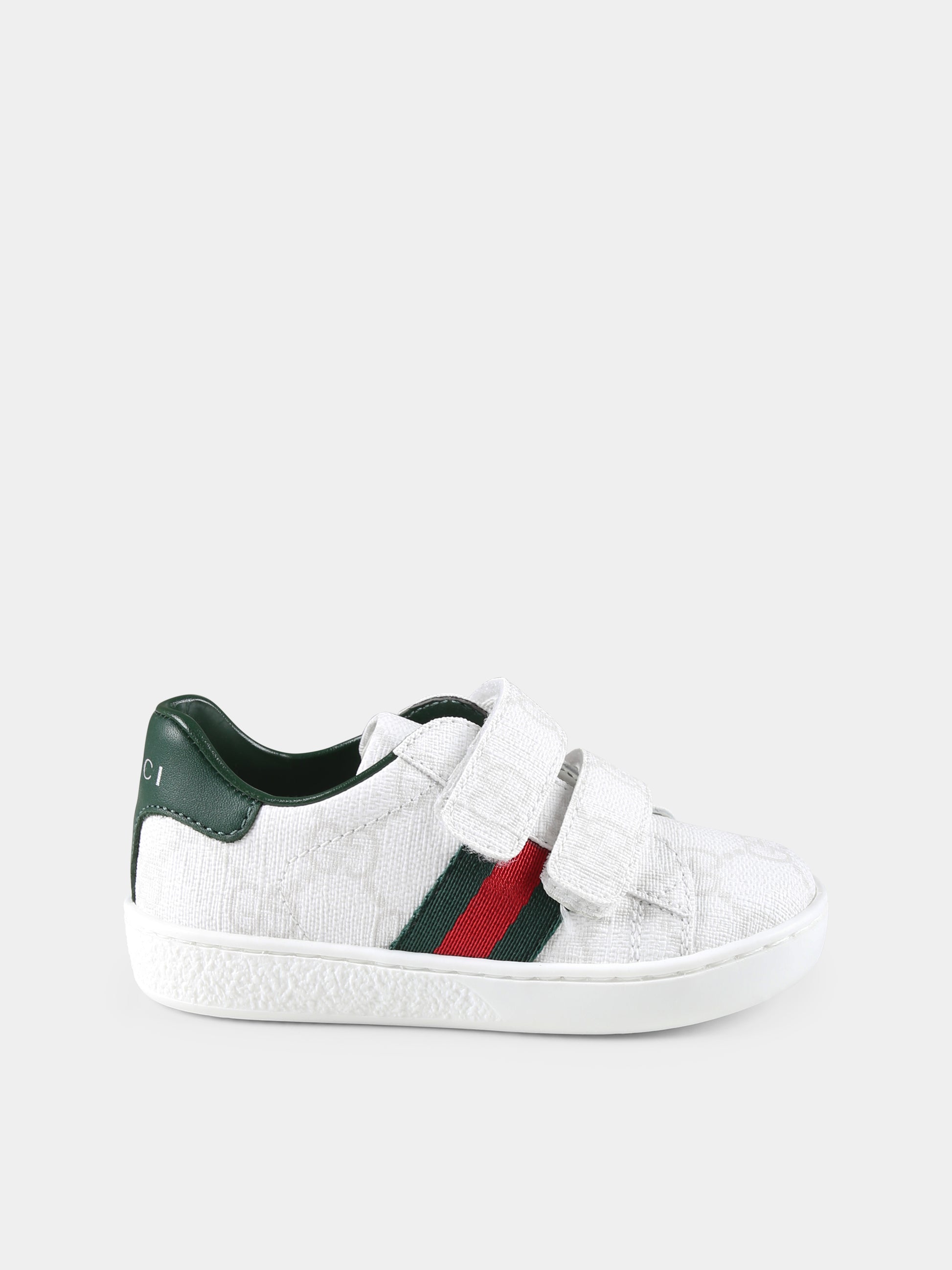 Sneakers Ace bianche per bambini con dettaglio Web,Gucci Kids,463088 FAEG6 9048