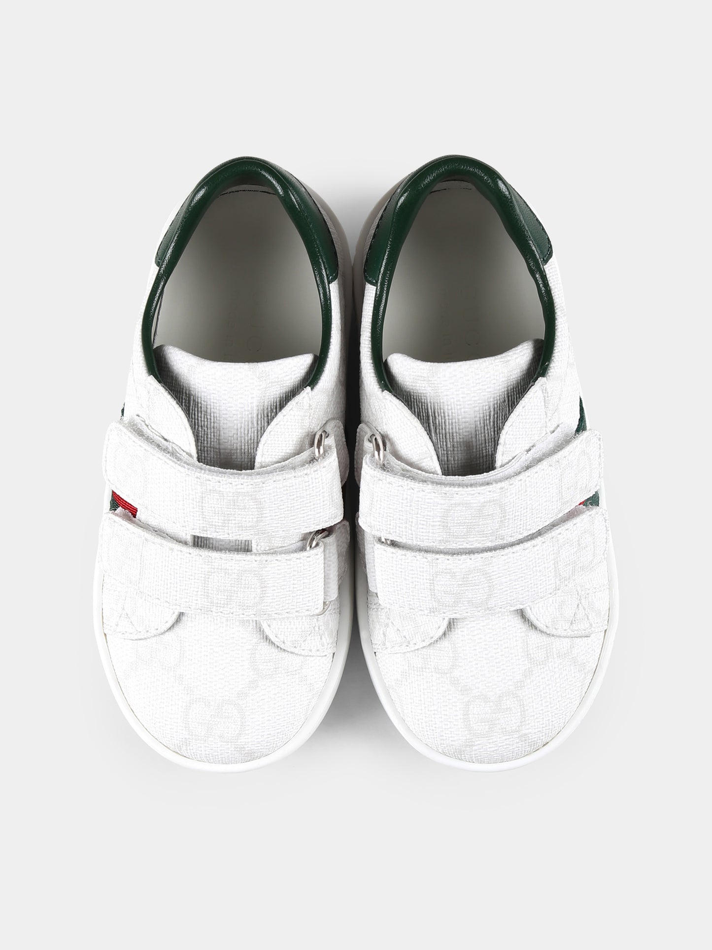 Sneakers Ace bianche per bambini con dettaglio Web,Gucci Kids,463088 FAEG6 9048